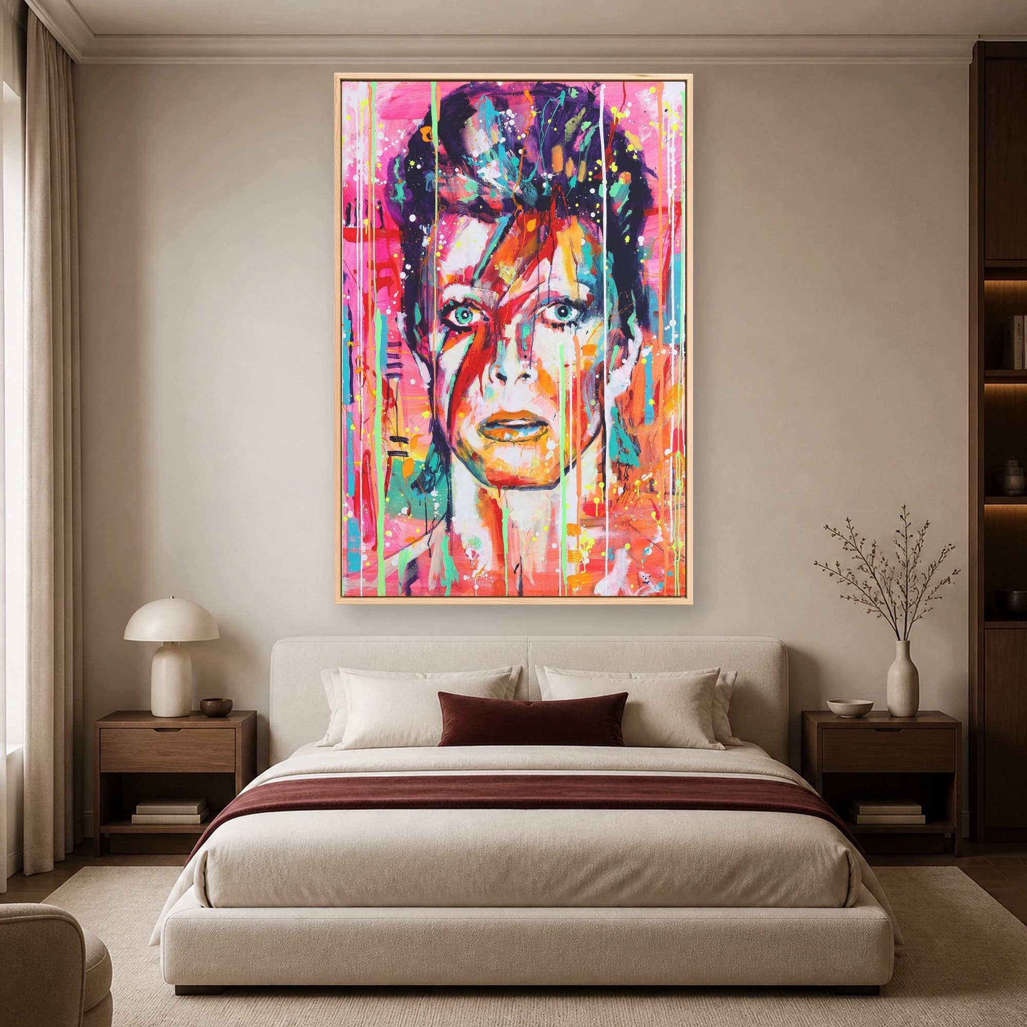 David Bowie Neon Pop Art Canvas Print, view 3