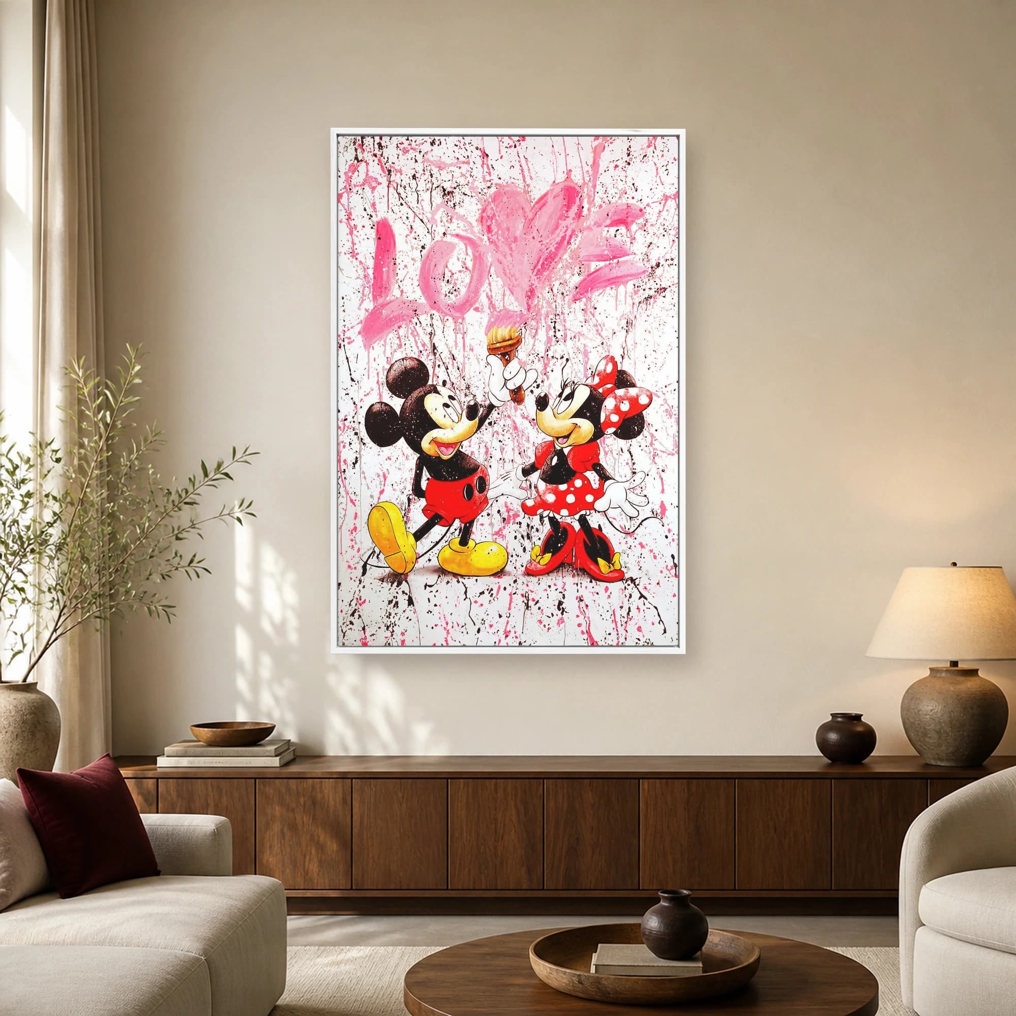Mickey and Minnie Love Pop Art Canvas Print, view 3