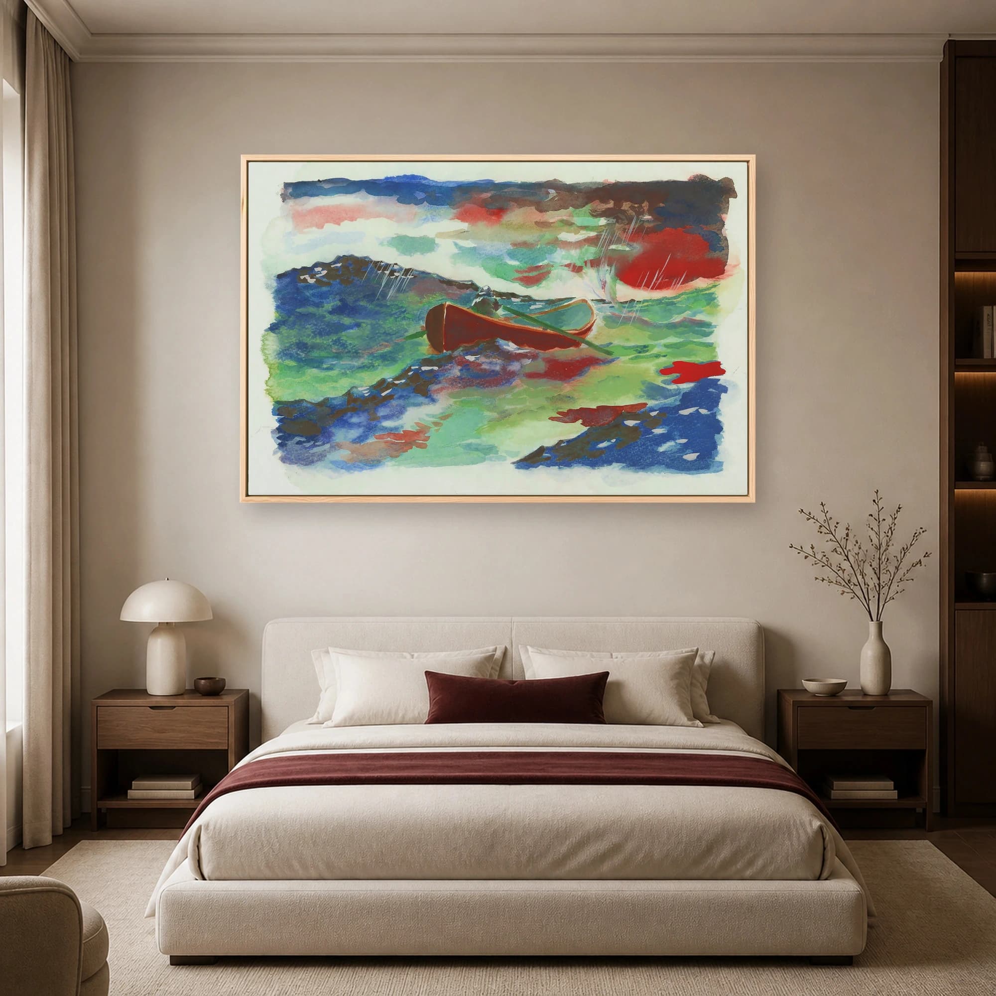 Stormy Waters Canoe Watercolor Wall Art, view 4