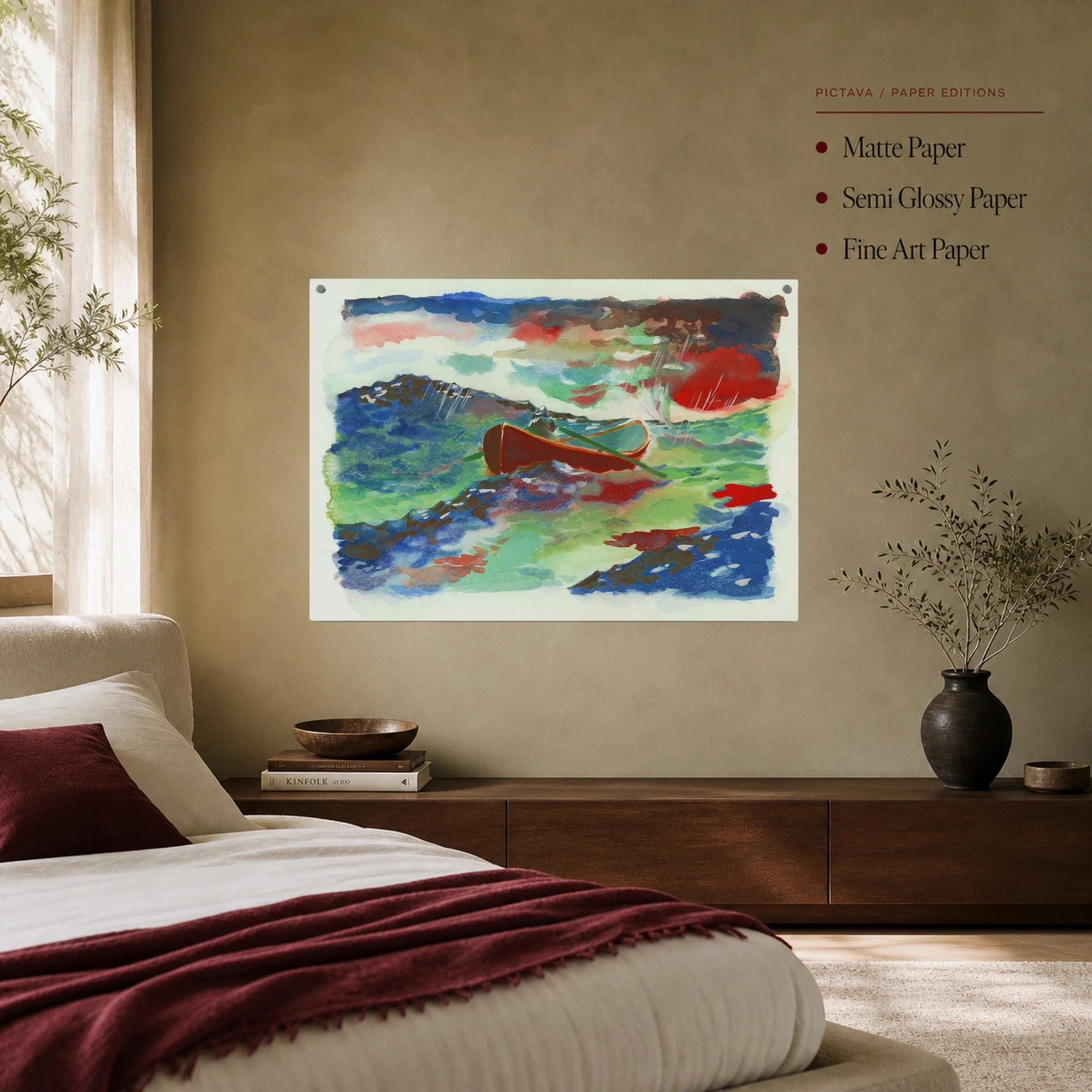 Stormy Waters Canoe Watercolor Wall Art, view 7
