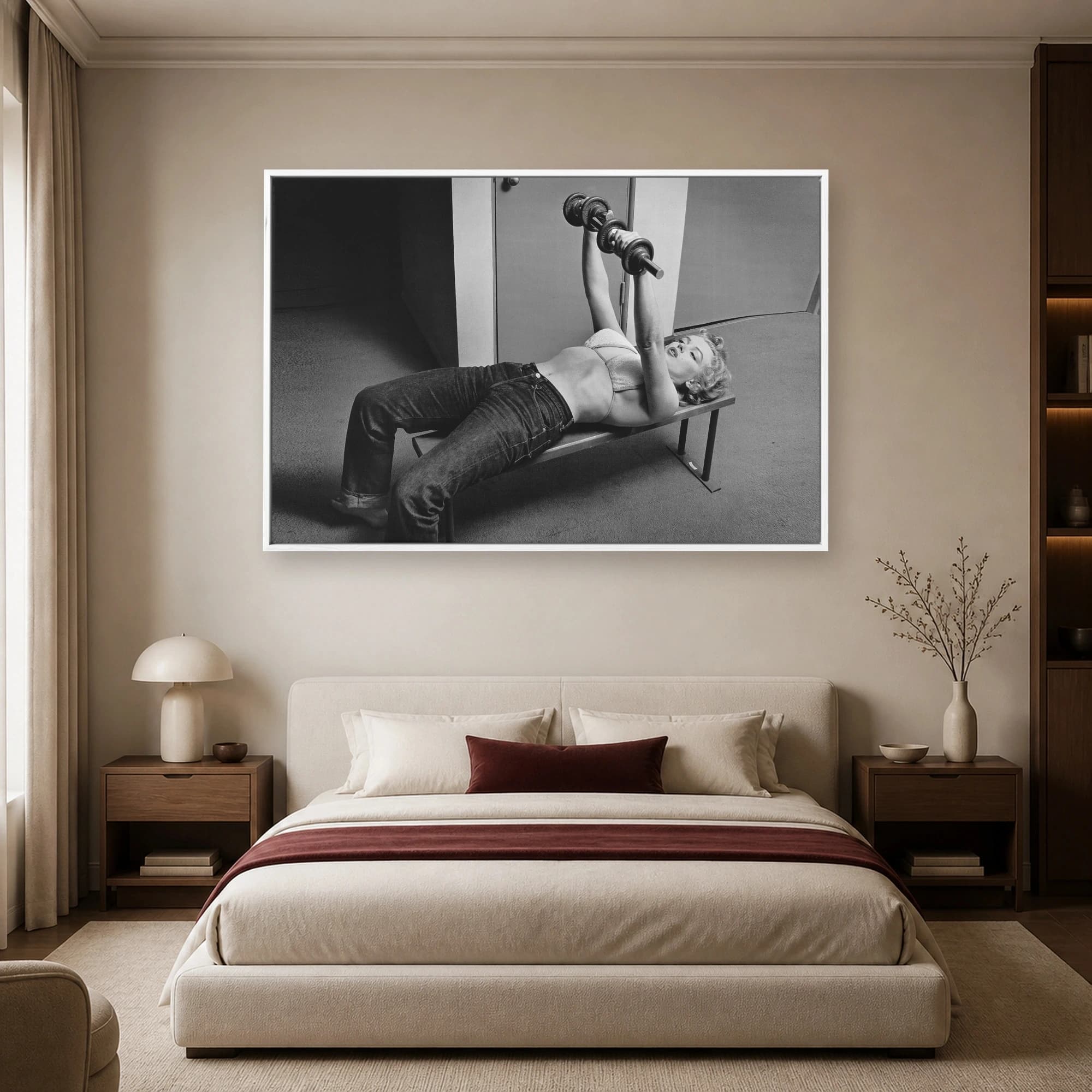 Marilyn Monroe Working Out Vintage Black and White Wall Art, view 5