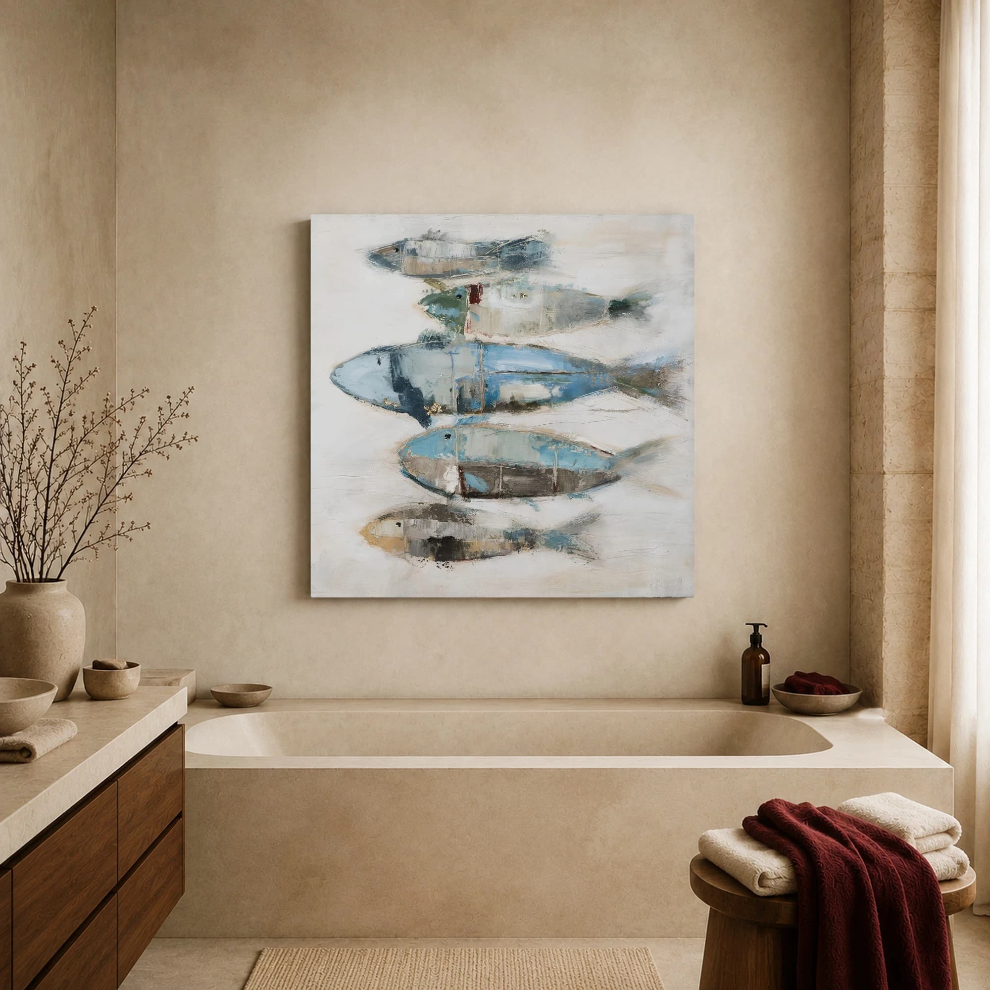 Stacked Coastal Fish Abstract Canvas Print, view 2