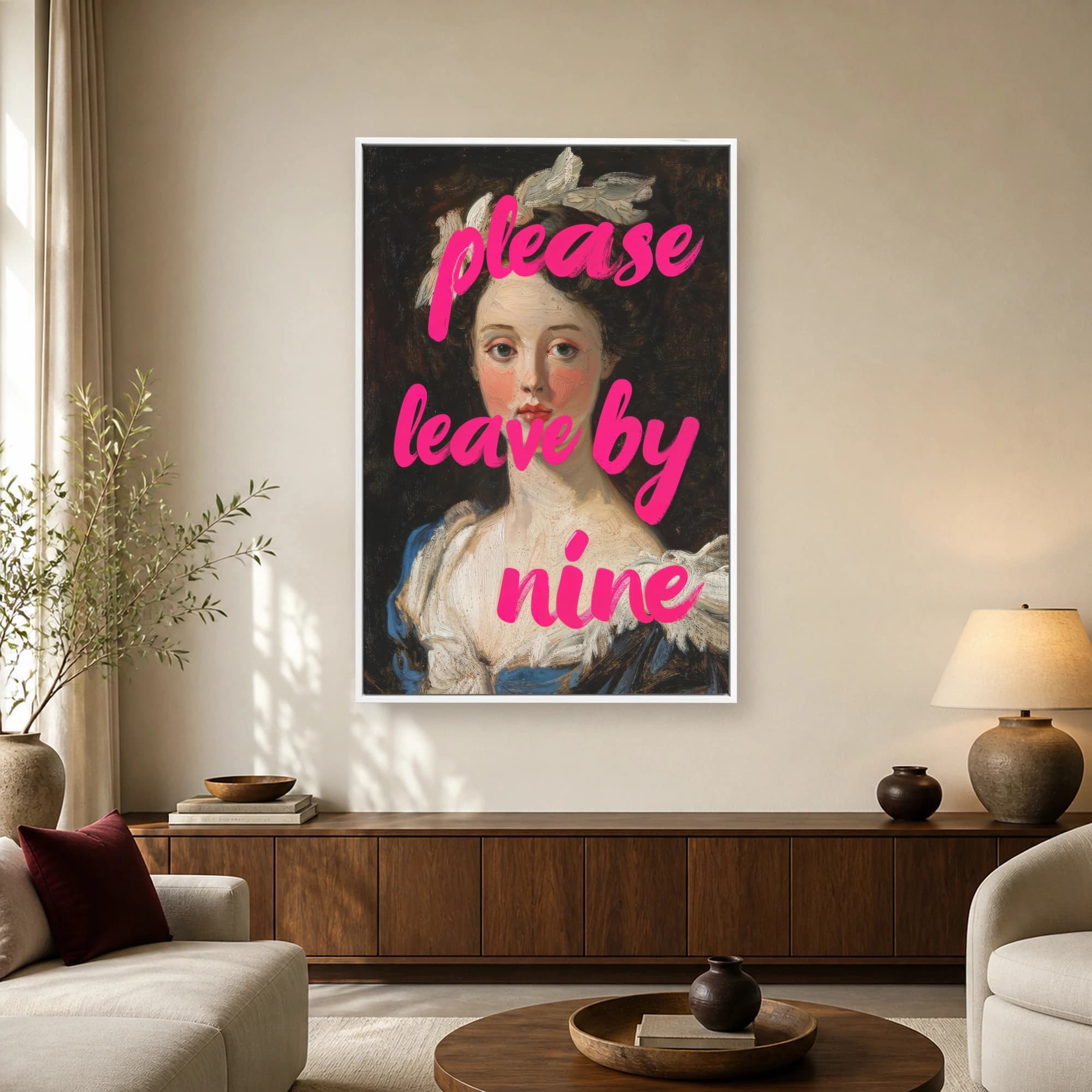 Please Leave By Nine Funny Classical Portrait Wall Art, view 2