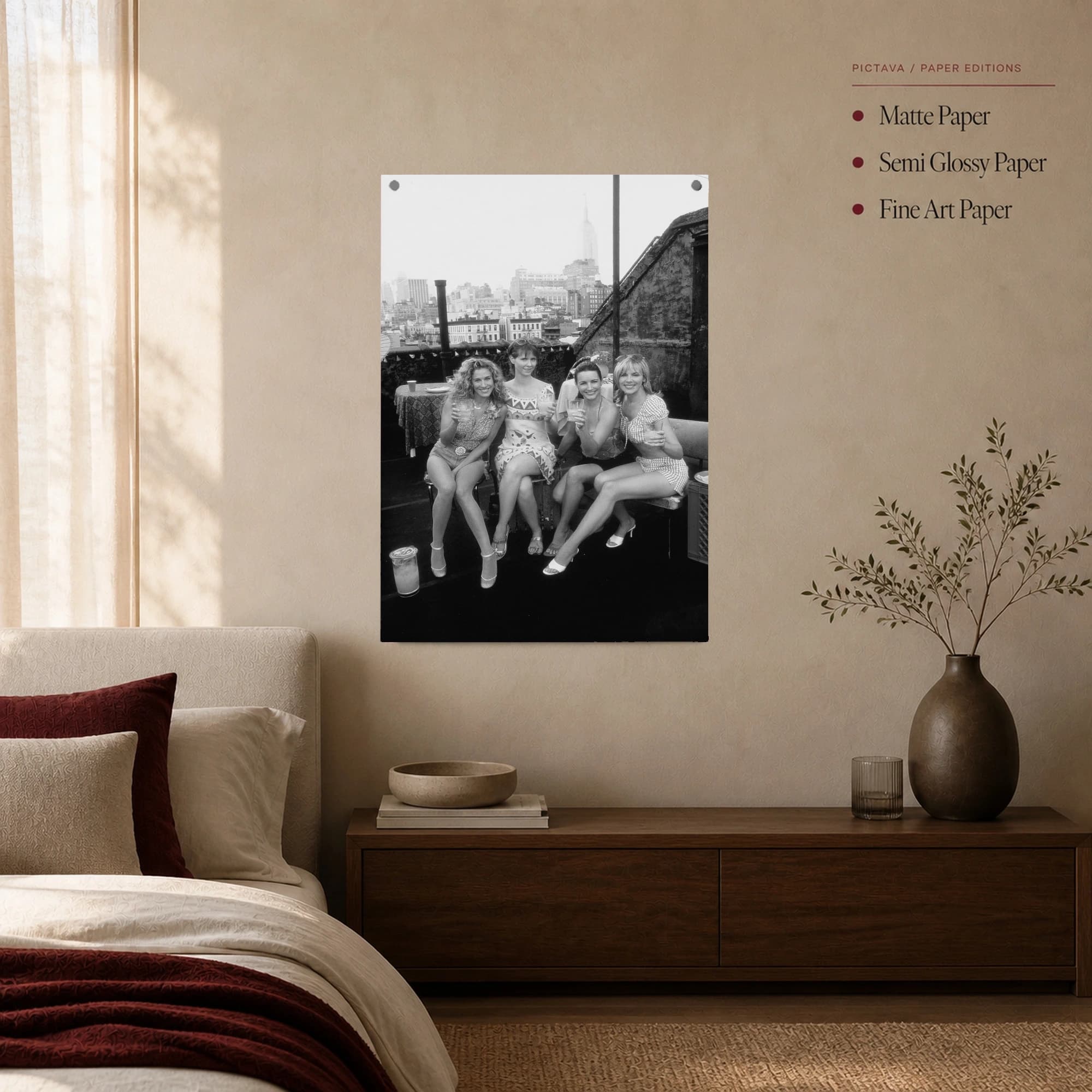 Sex and the City Rooftop Toast Black and White Art Print, view 3