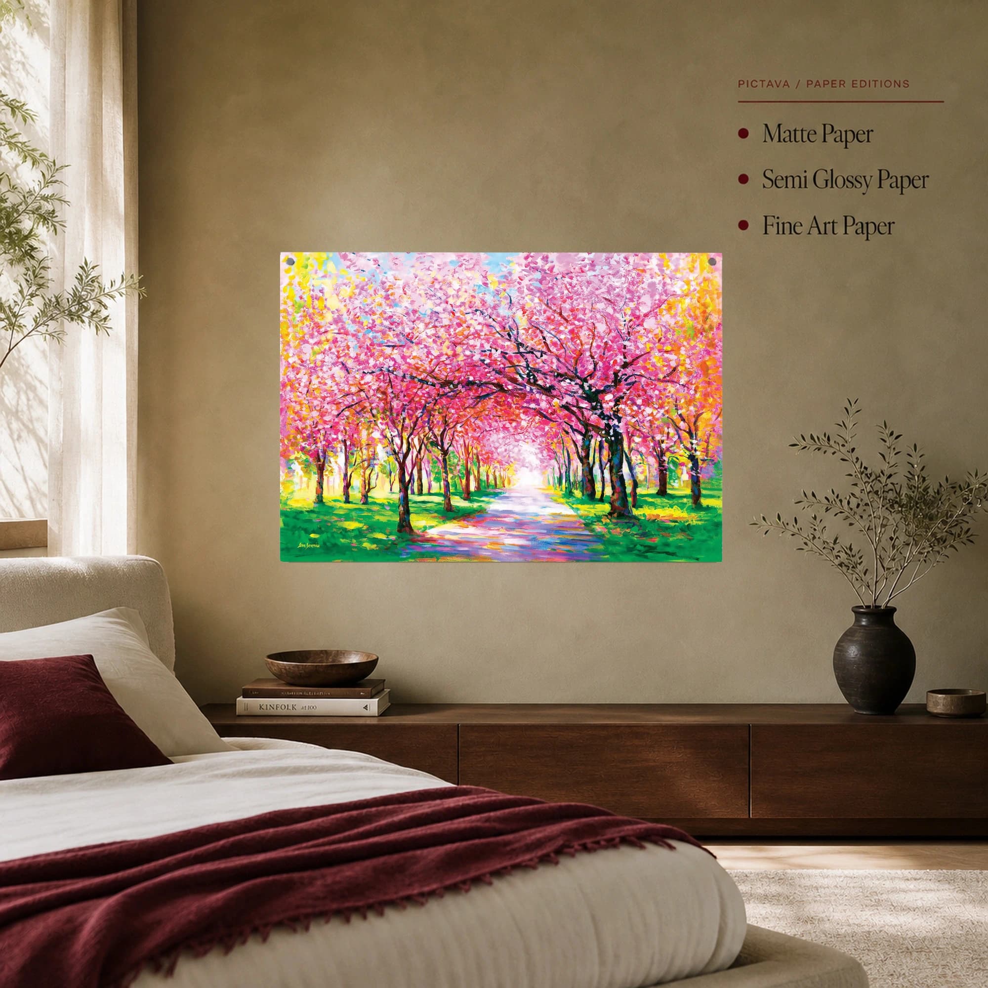 Blooming Blossom Path Impressionist Cherry Tree Landscape, view 7