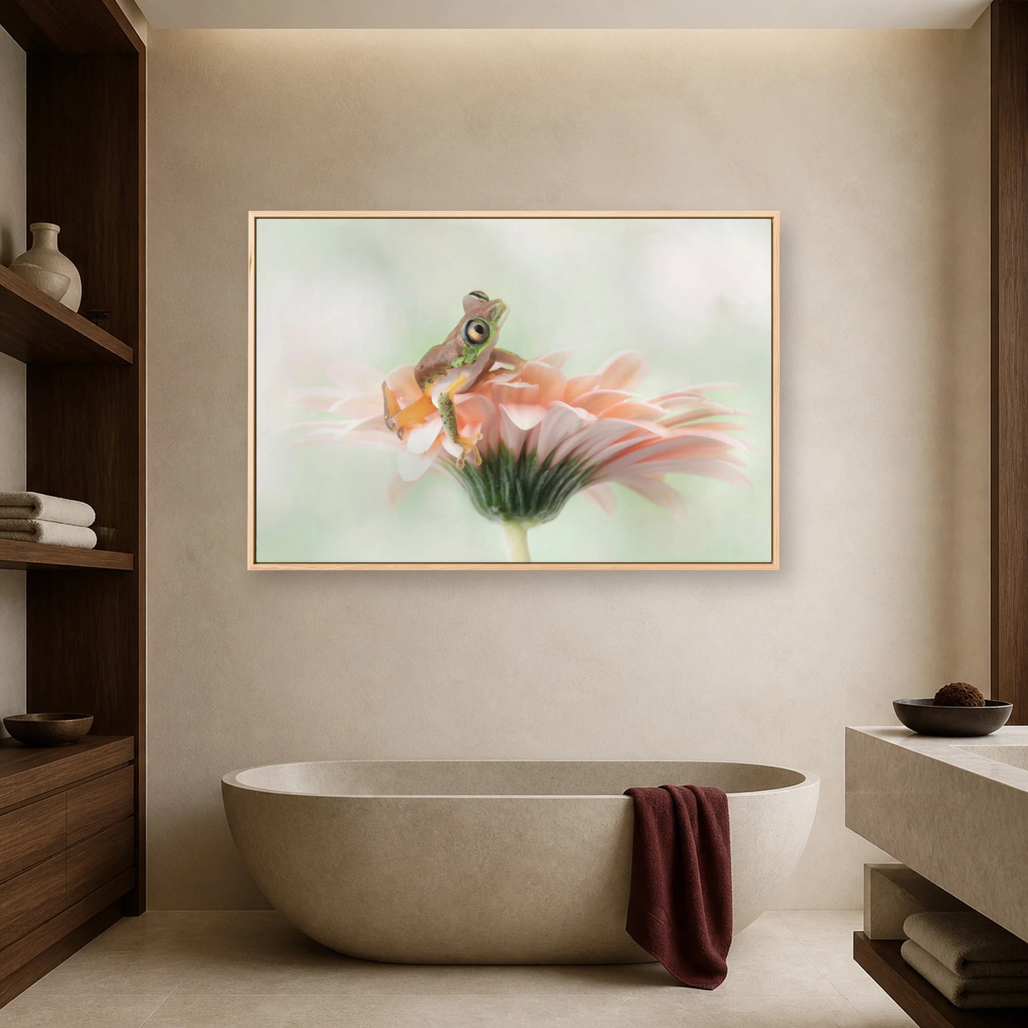 Serene Tree Frog on Pink Gerbera Daisy Fine Art Nature Print, view 7