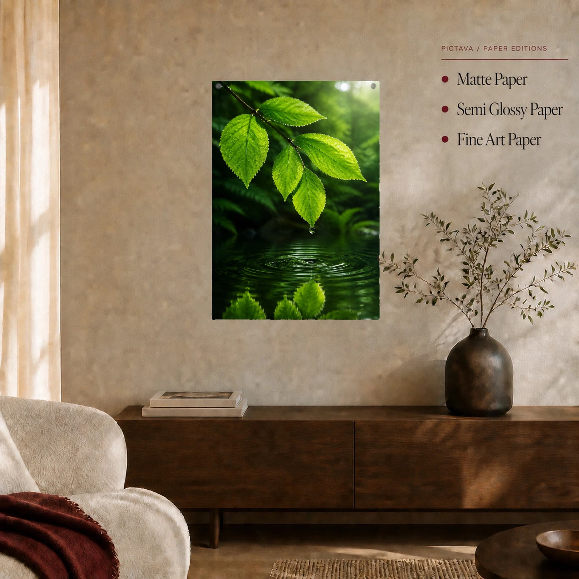 Emerald Droplet Botanical Nature Wall Art, view 4