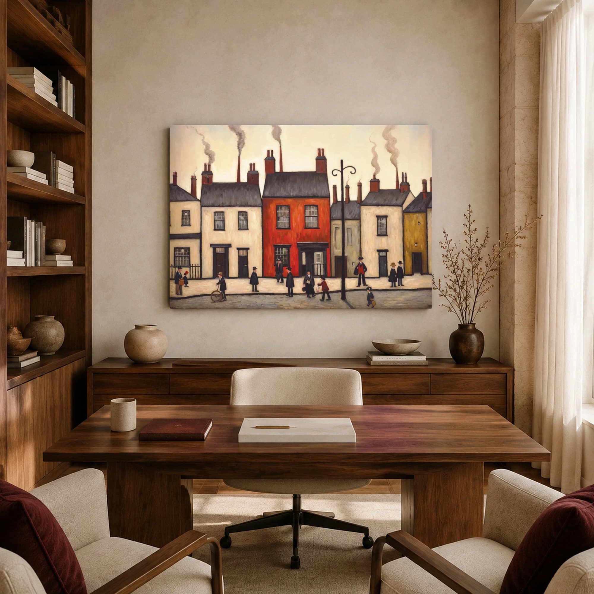 Industrial Street Scene with Bowler Hats Art Print, view 8