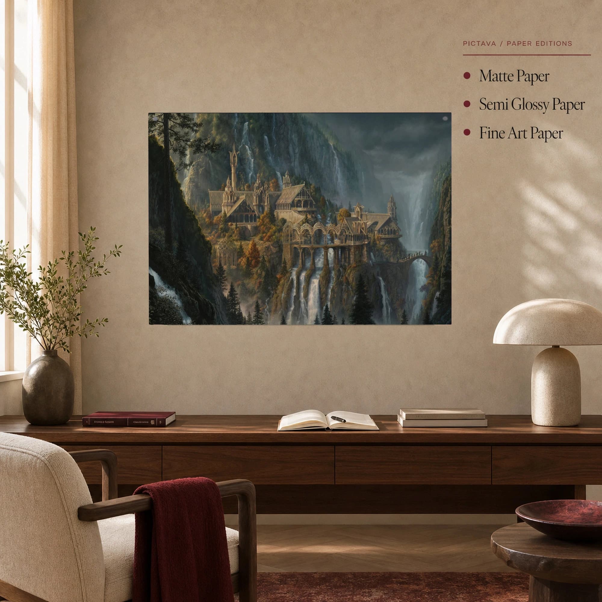 Elven Valley Citadel Fantasy Landscape Wall Art, view 4