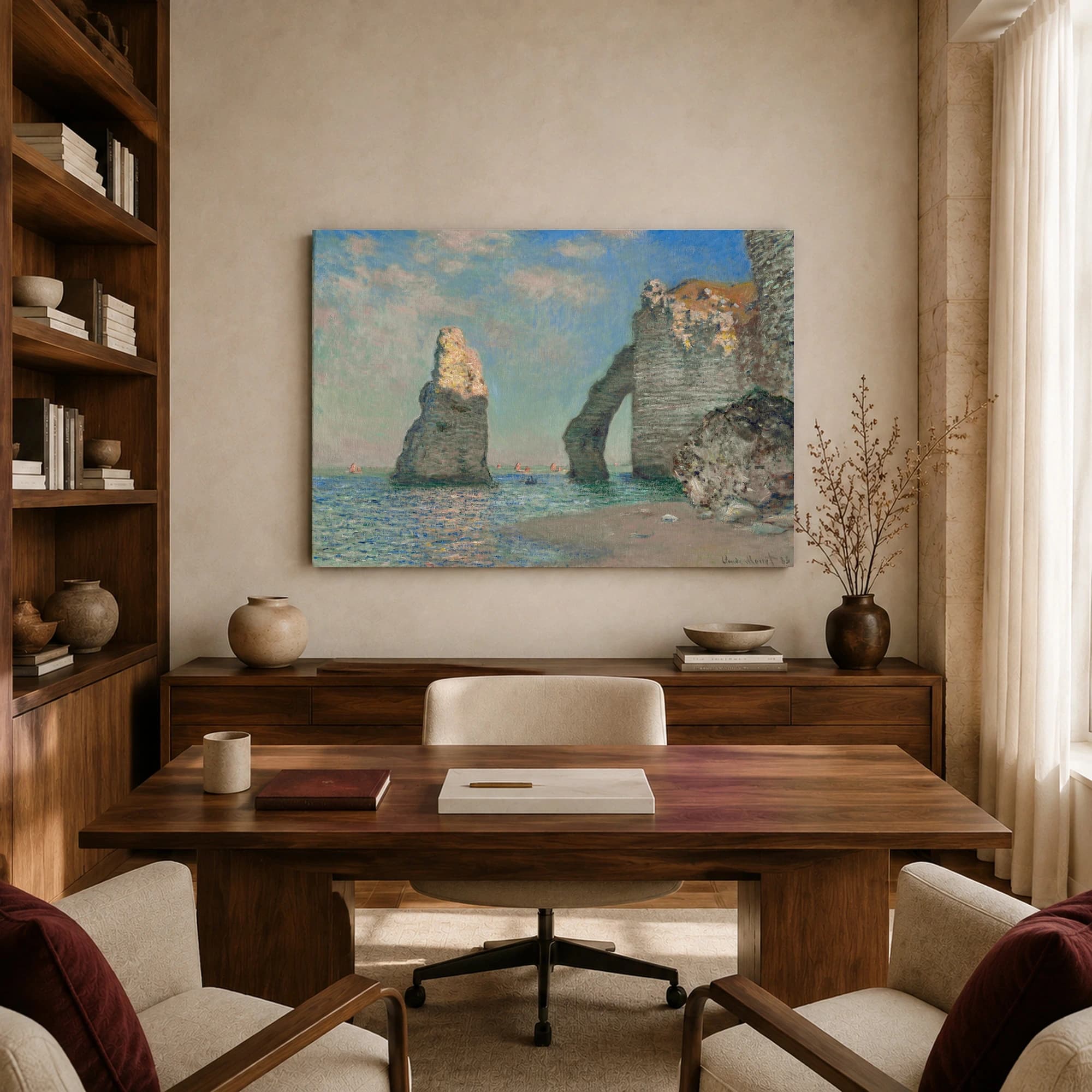 Monet The Cliffs at Etretat Canvas Print, view 7