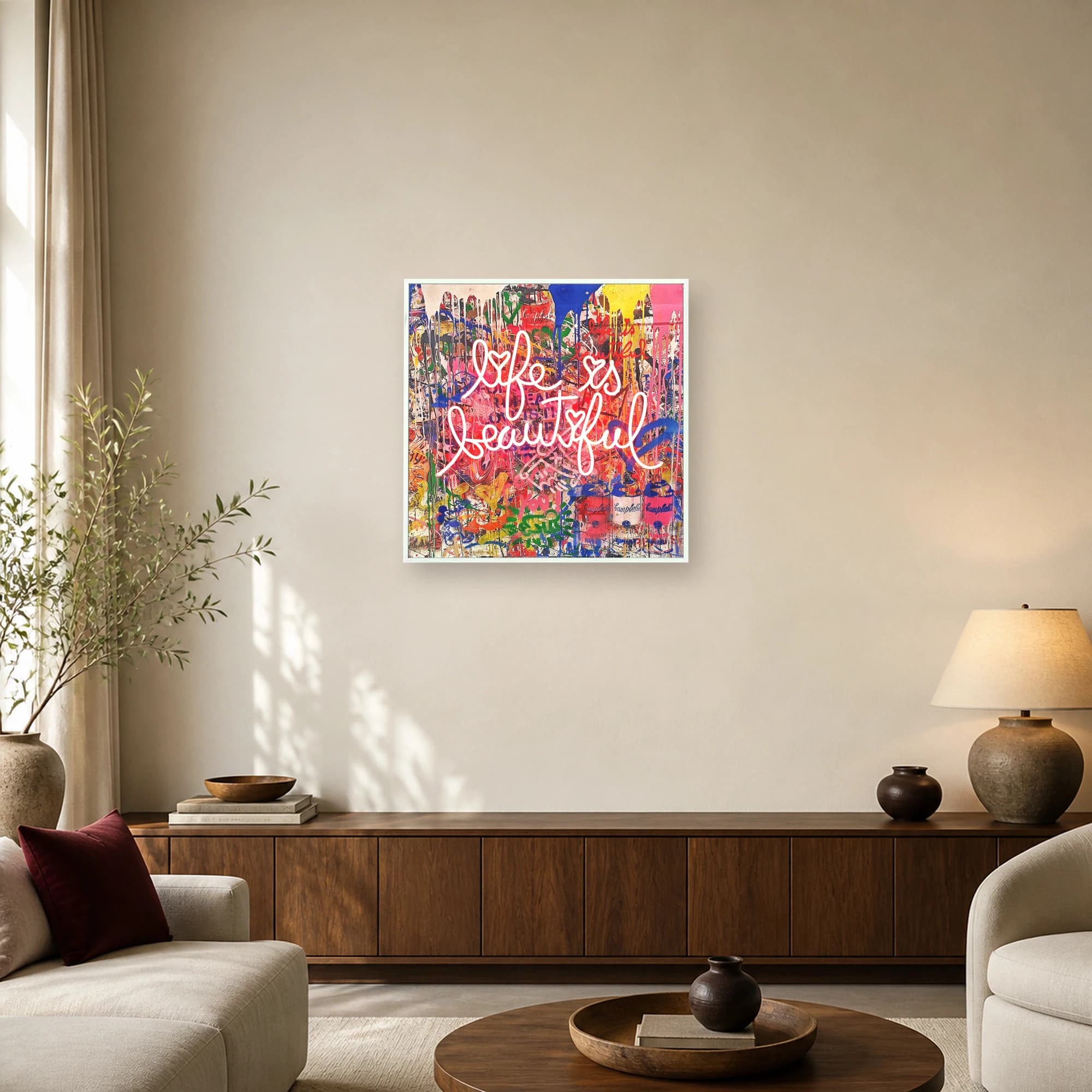 Life is Beautiful Graffiti Pop Art Canvas, view 5
