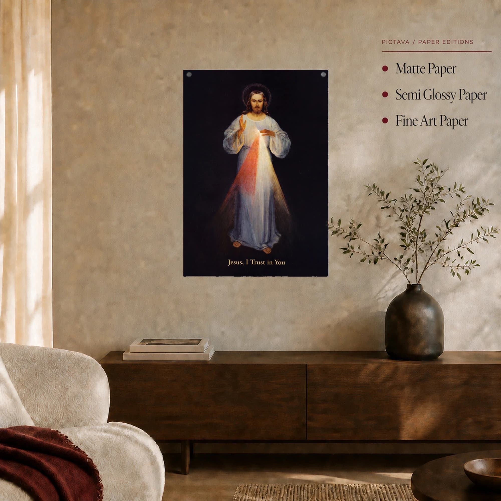 Divine Mercy Jesus Wall Art with Sacred Rays and Blessing, view 3