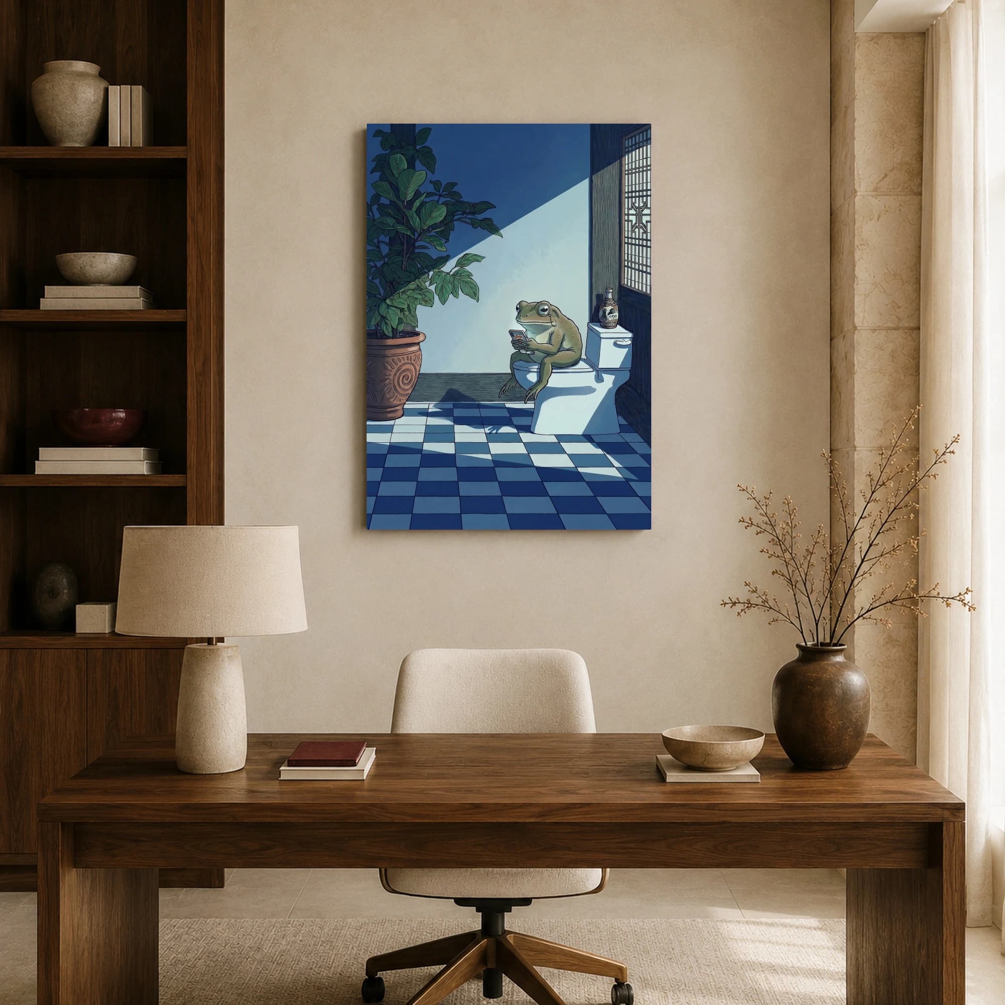 Funny Frog on Toilet Wall Art Print, view 8