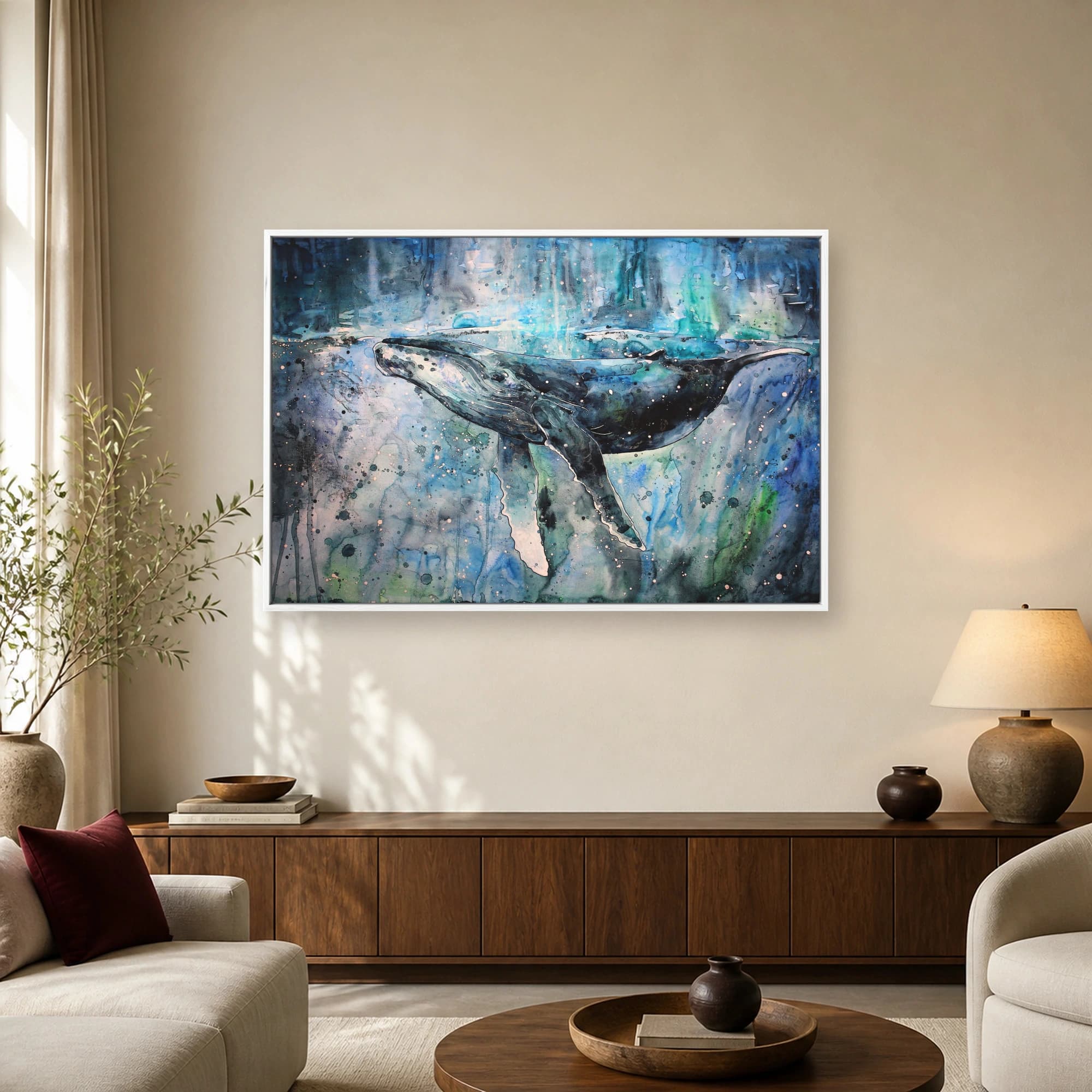 Humpback Whale Watercolor Ocean Print, view 2