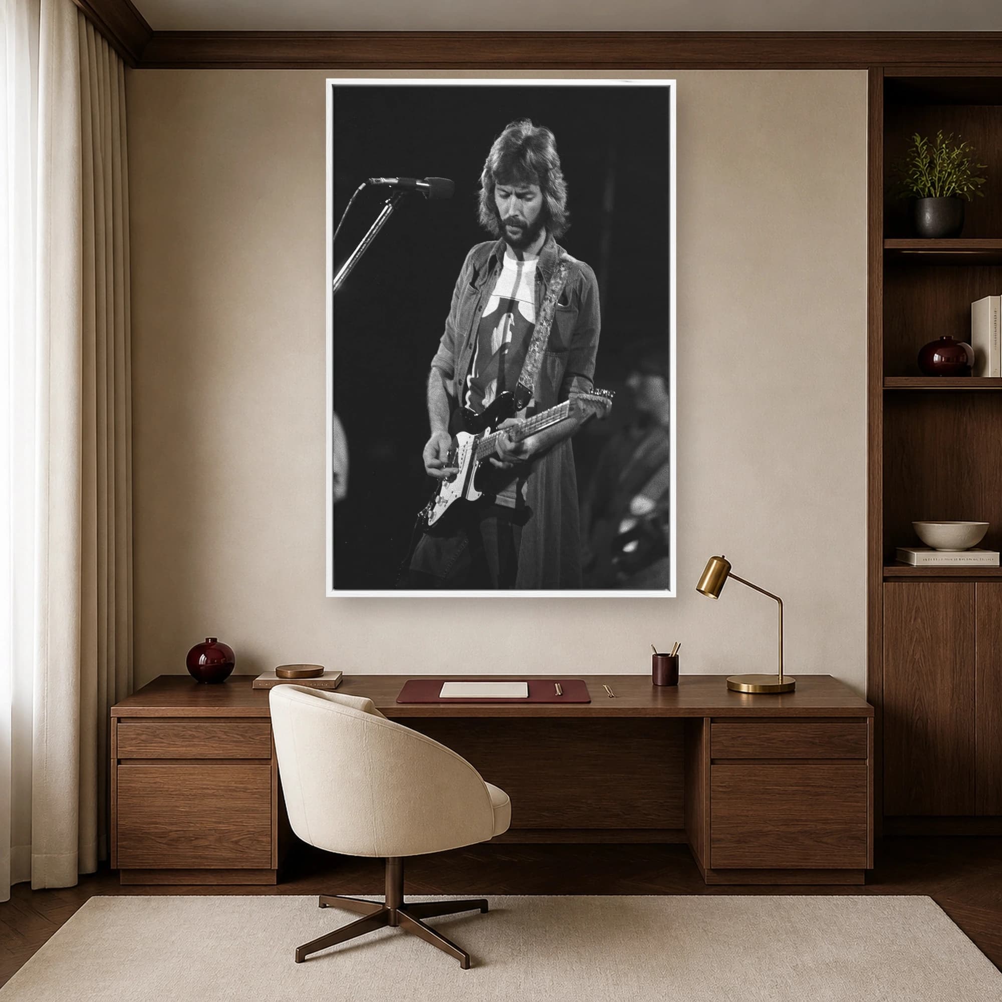 Eric Clapton Live Performance Vintage Black and White Wall Art, view 4