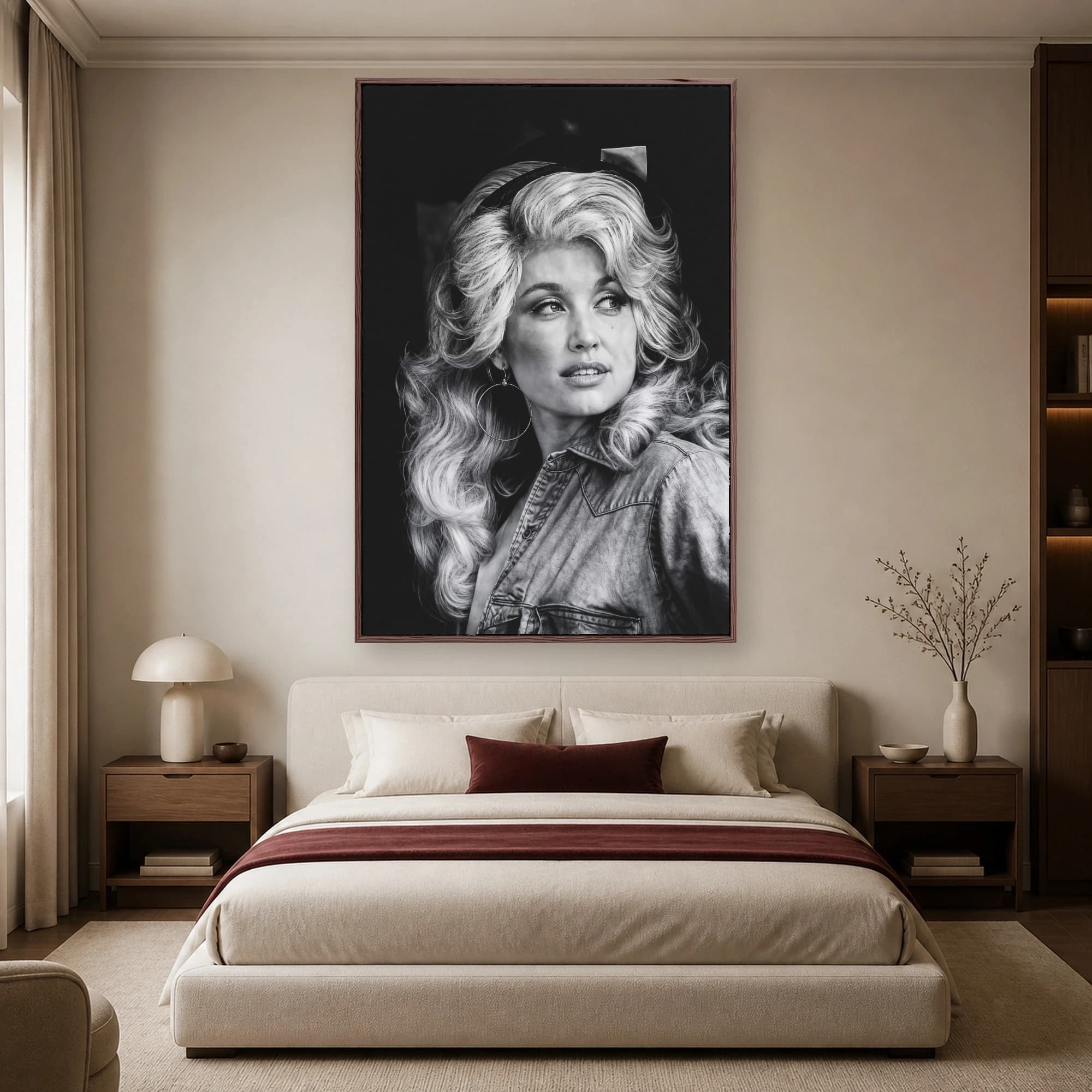 Dolly Parton Vintage Monochrome Portrait Wall Art, view 6