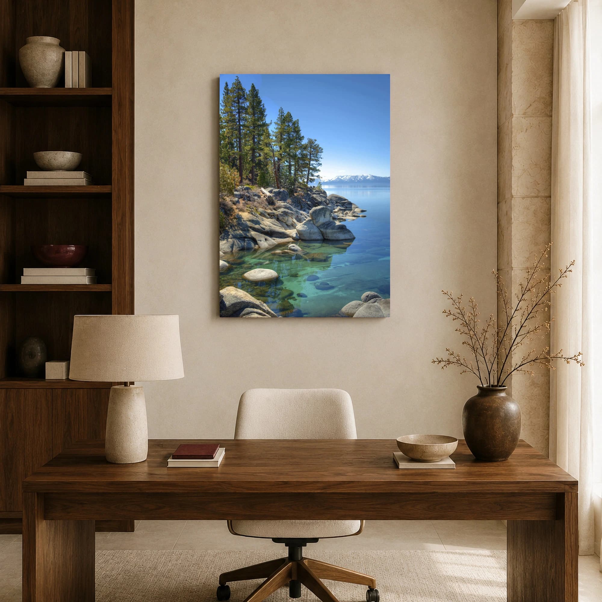 Lake Tahoe Crystal Waters and Pine Shoreline Fine Art Print, view 8