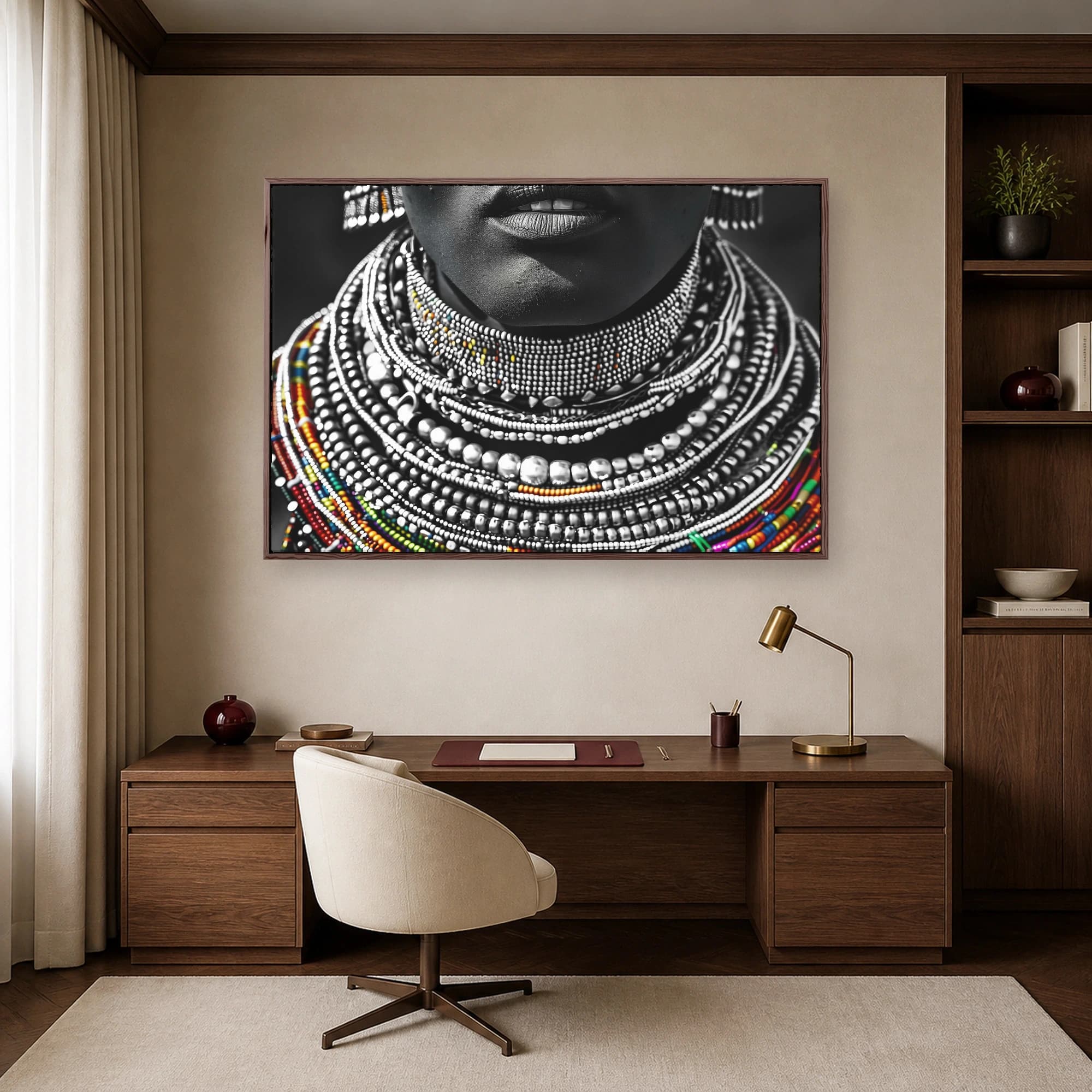 Beaded Heritage Elegance Fine Art Portrait Print, view 6