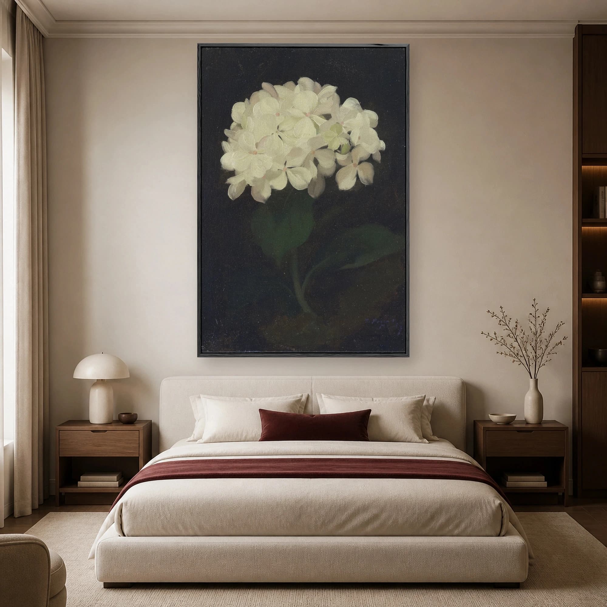 Vintage White Hydrangea Botanical Fine Art Print, view 5