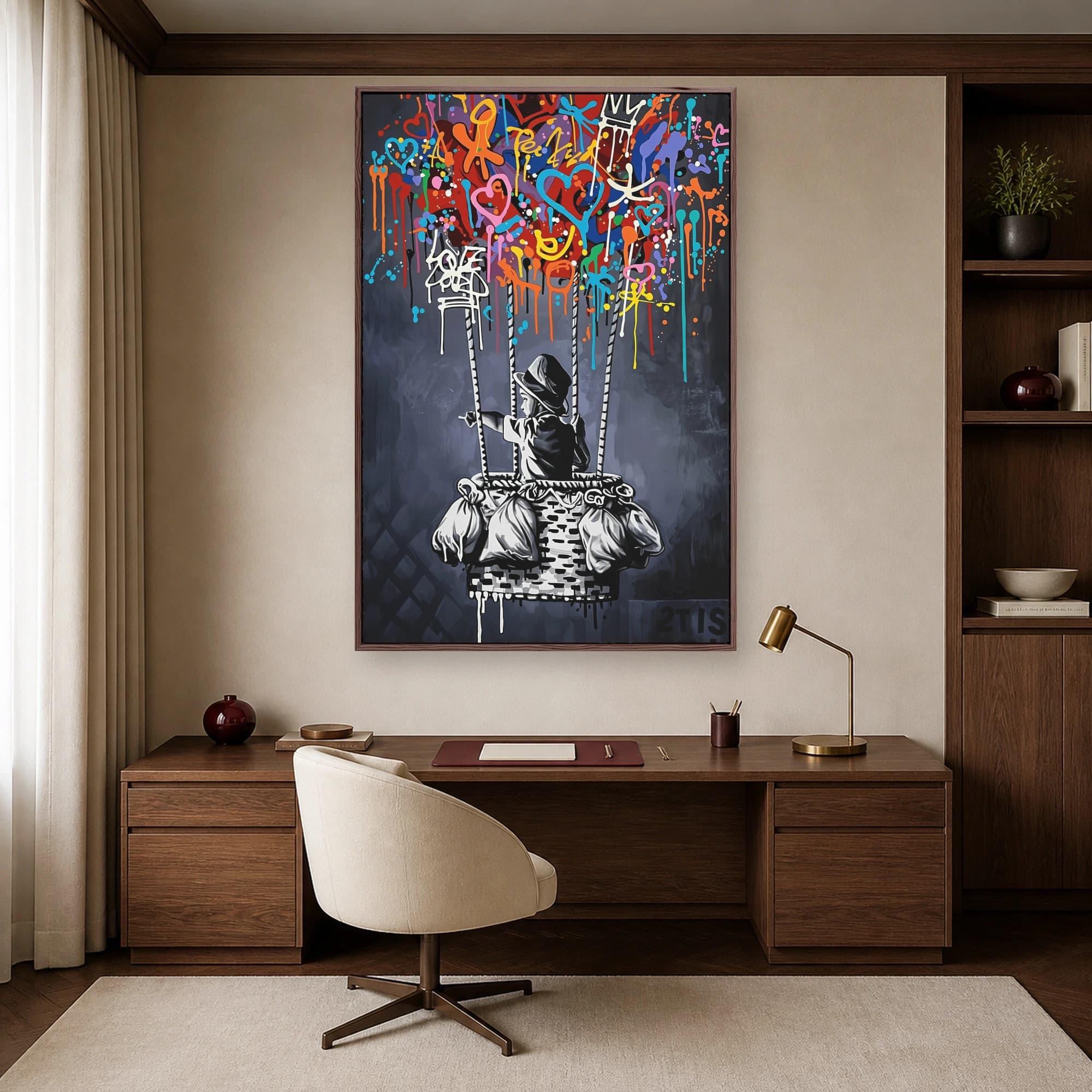 Banksy Style Balloon Boy Graffiti Wall Art Canvas, view 5