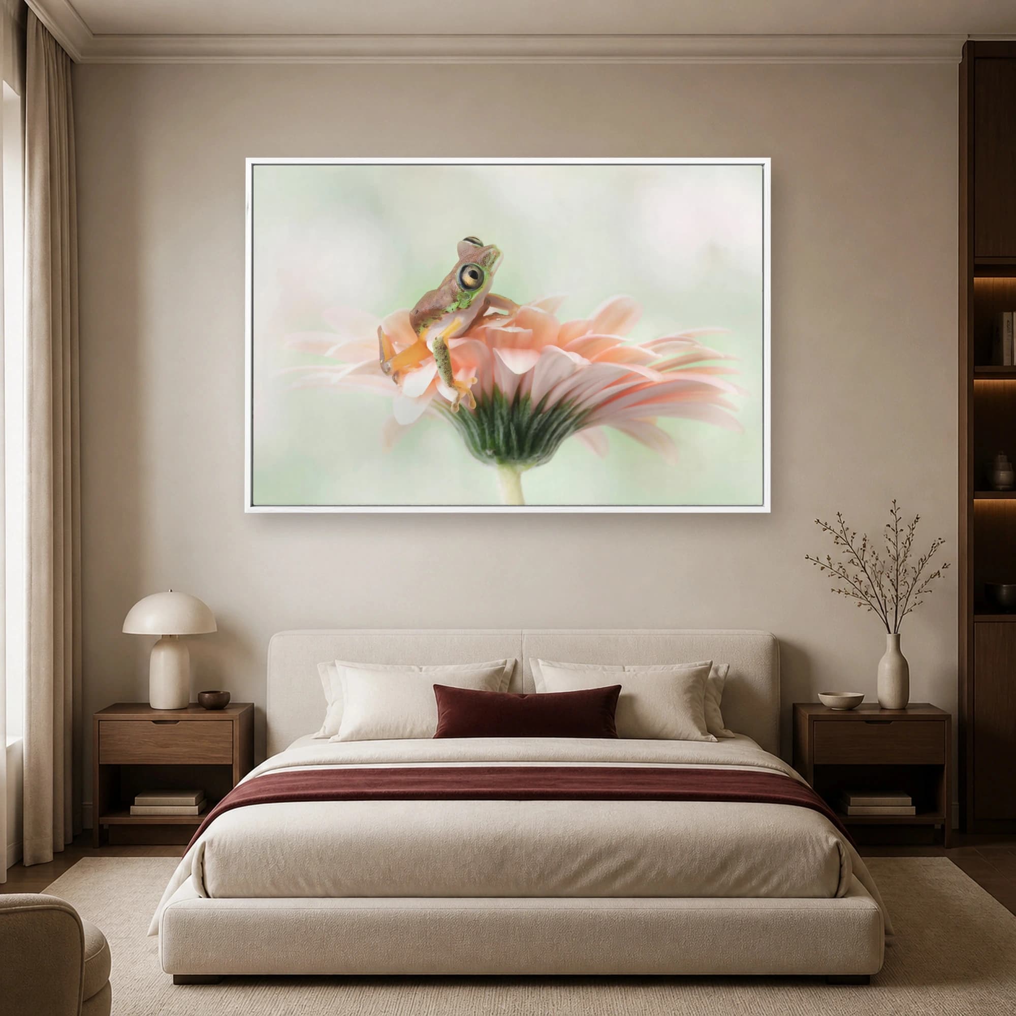 Serene Tree Frog on Pink Gerbera Daisy Fine Art Nature Print, view 6