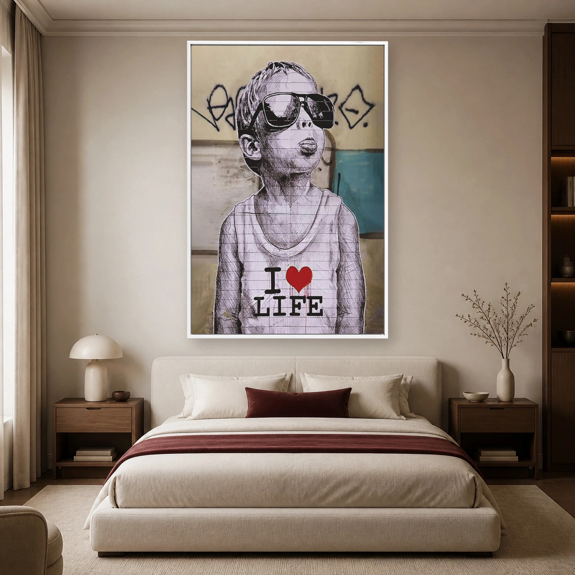 I Love Life Urban Street Art Boy Canvas Print & Poster, view 3