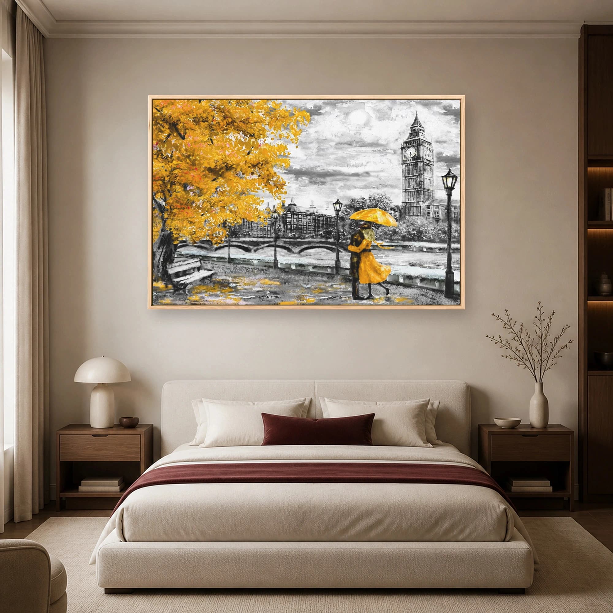 London Romance Big Ben Yellow Umbrella Canvas Print, view 6