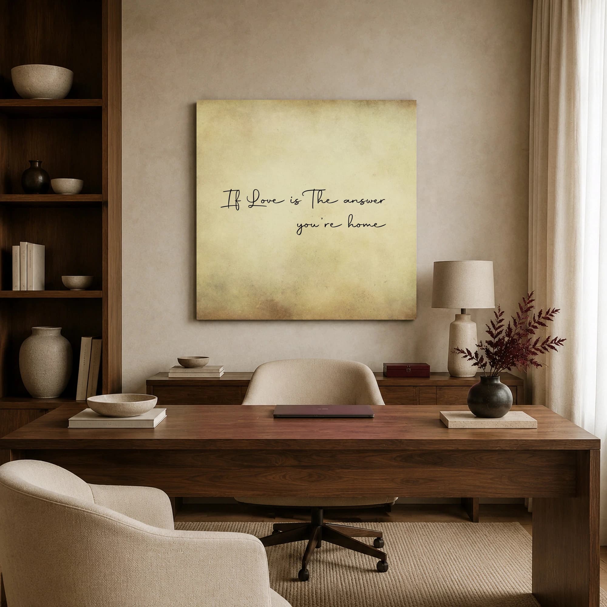 If Love Is The Answer You're Home Vintage Typography Wall Art, view 3