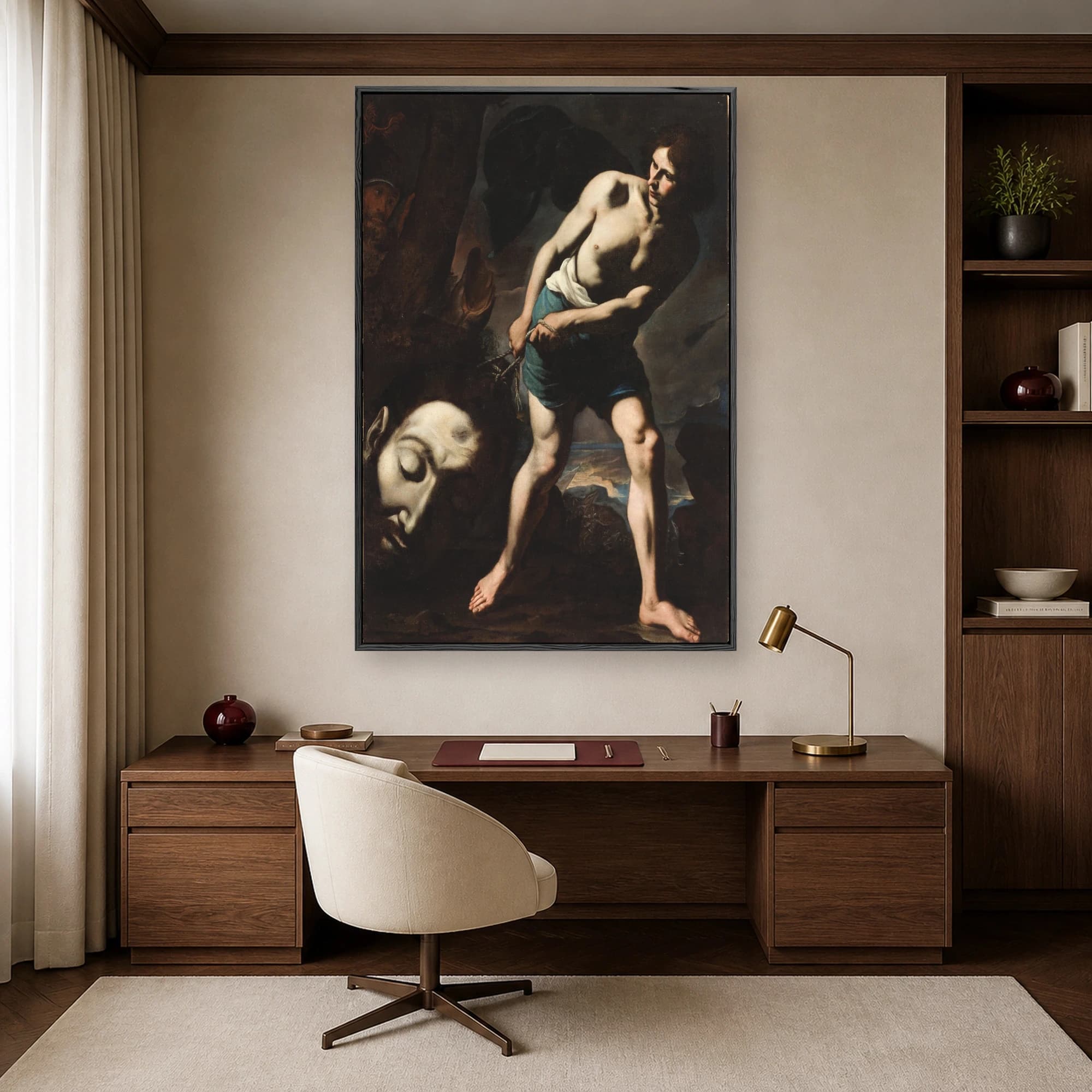 David with the Head of Goliath Baroque Fine Art Canvas Print, view 7