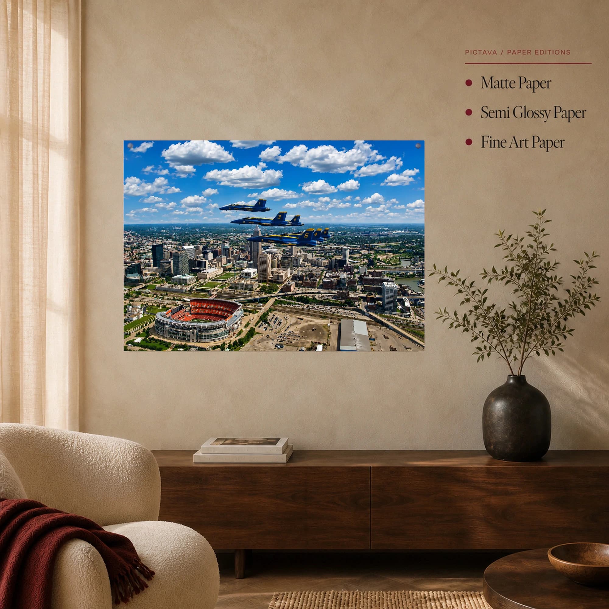 Blue Angels Flyover Cincinnati Skyline Canvas Print, view 4