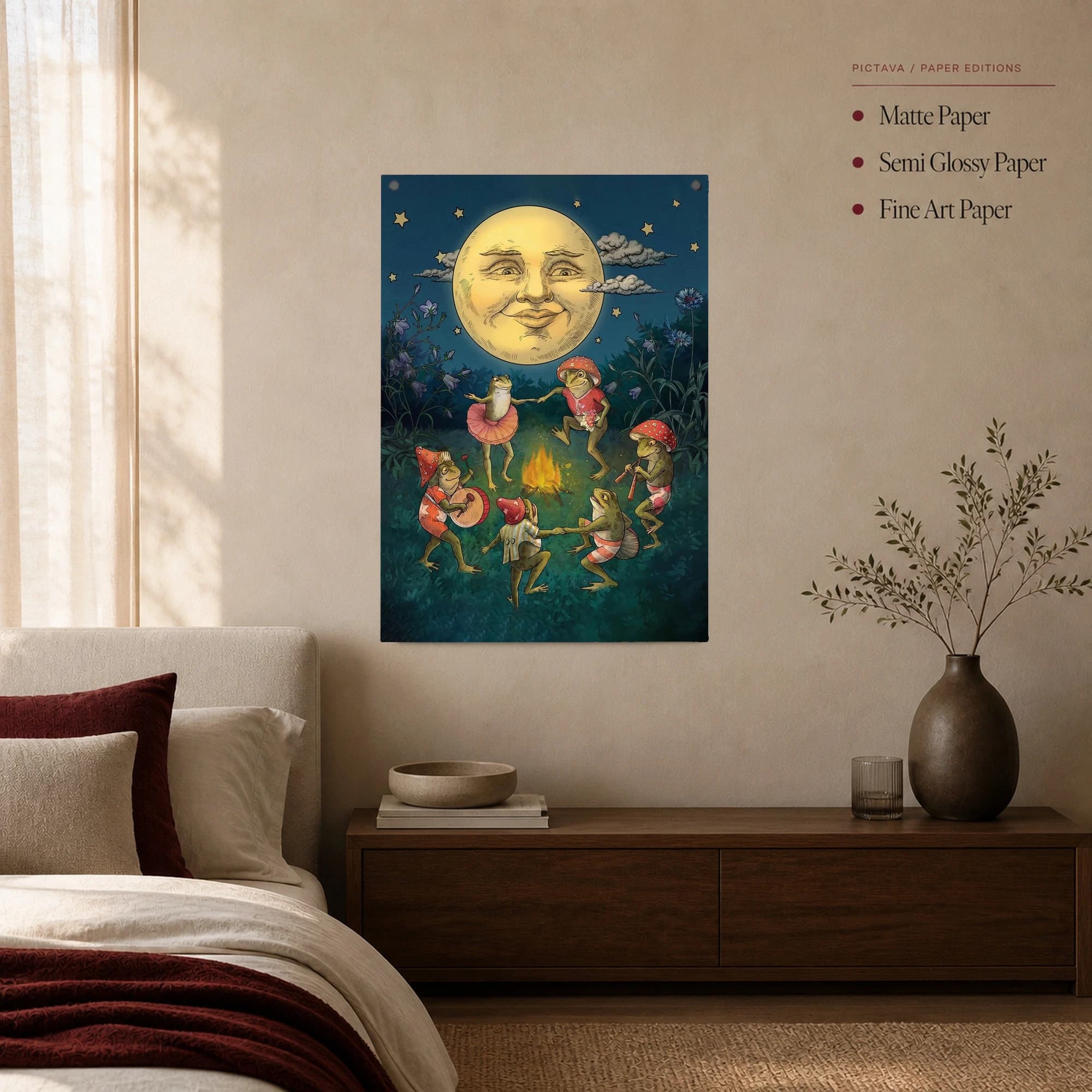 Midnight Frog Dance Under the Smiling Moon Canvas, view 3