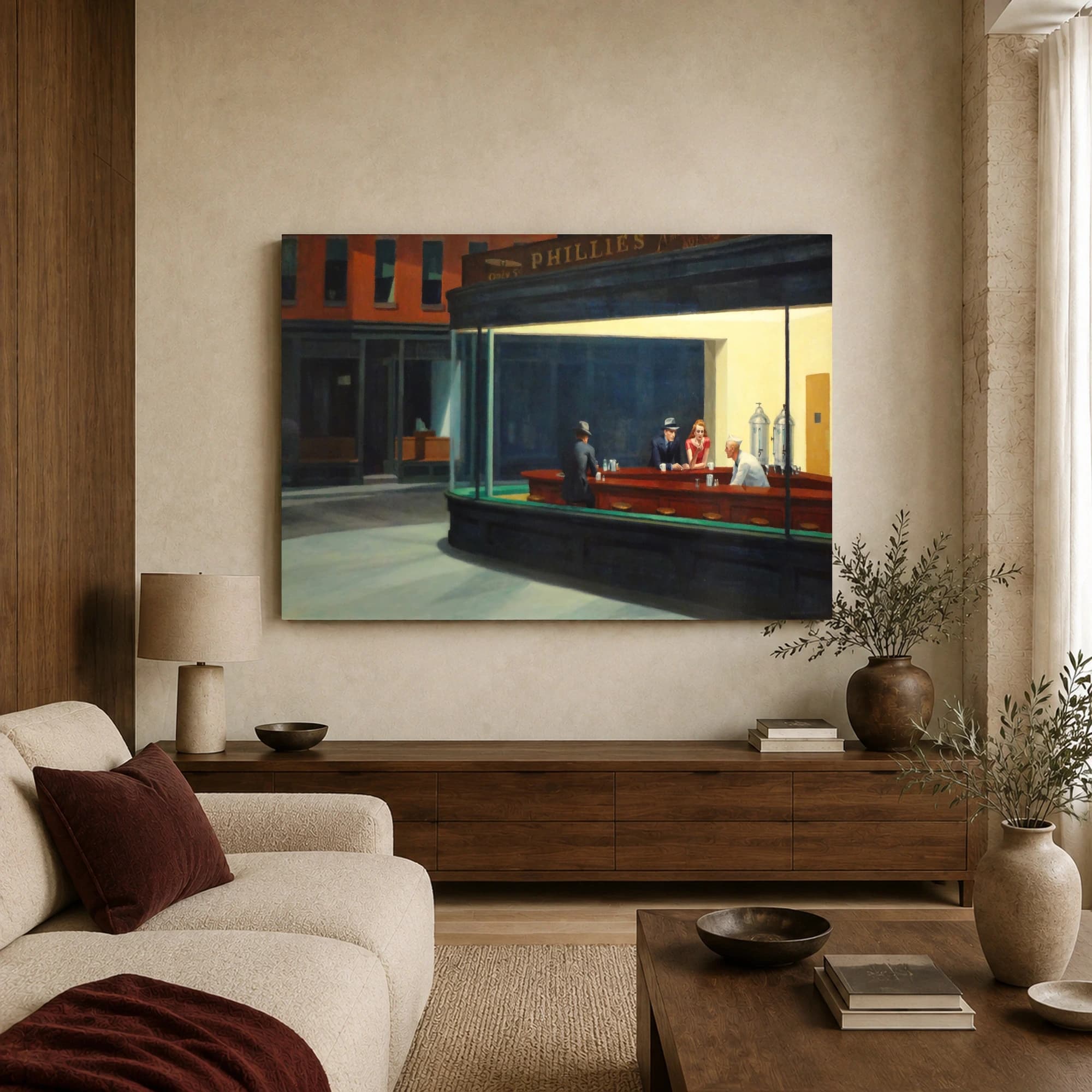 Nighthawks Canvas Print Edward Hopper Diner Wall Art, view 3