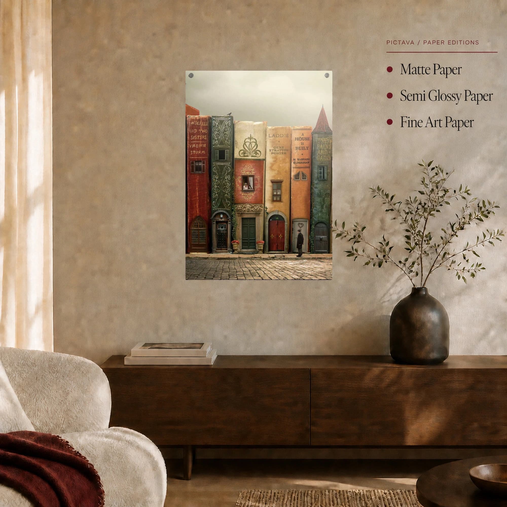 Literary Row Surrealist Book Architecture Canvas Art, view 5