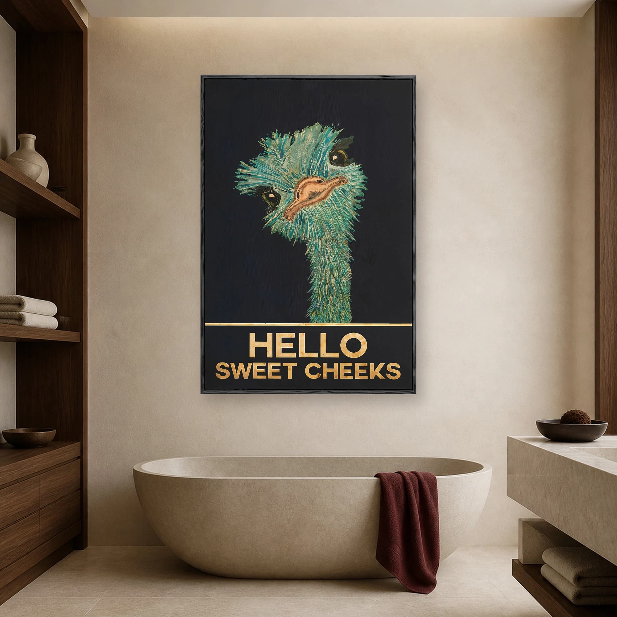 Hello Sweet Cheeks Emu Wall Art - Quirky Animal Portrait, view 3