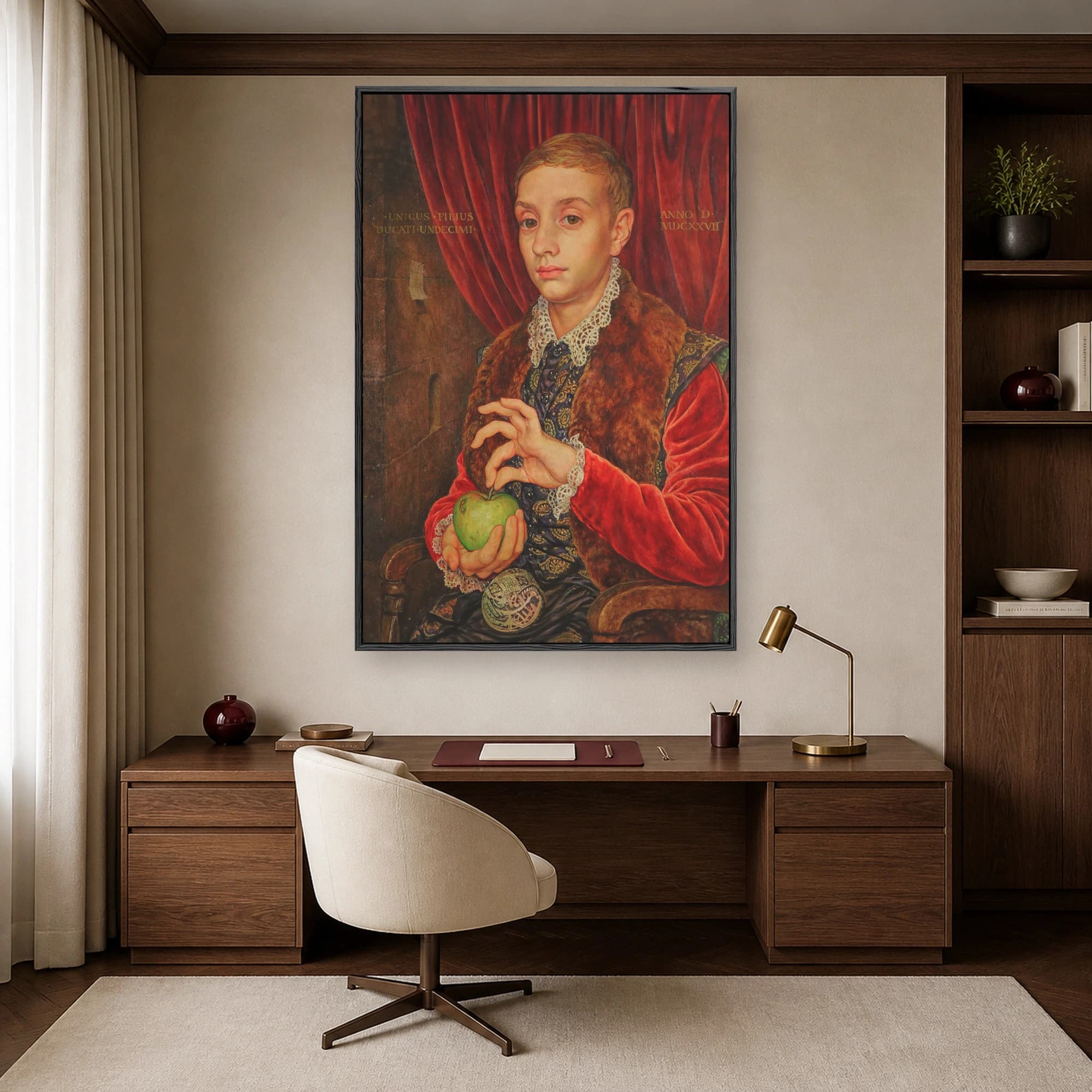 Renaissance Boy Portrait with Green Apple Canvas Print, view 7