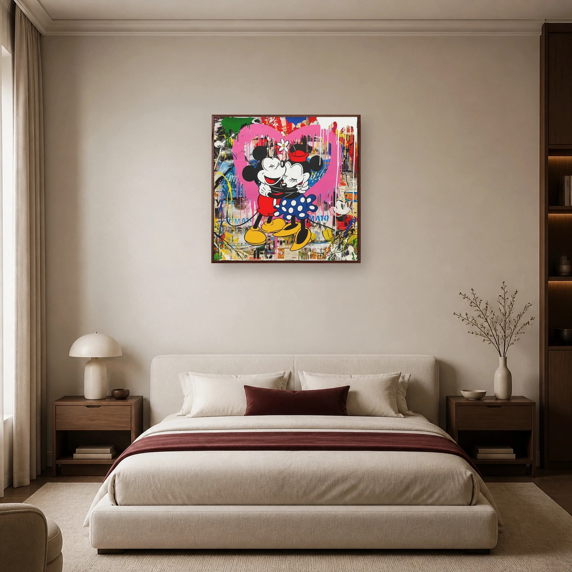 Mickey and Minnie Pop Art Canvas Print - Urban Romance Wall Art, view 6