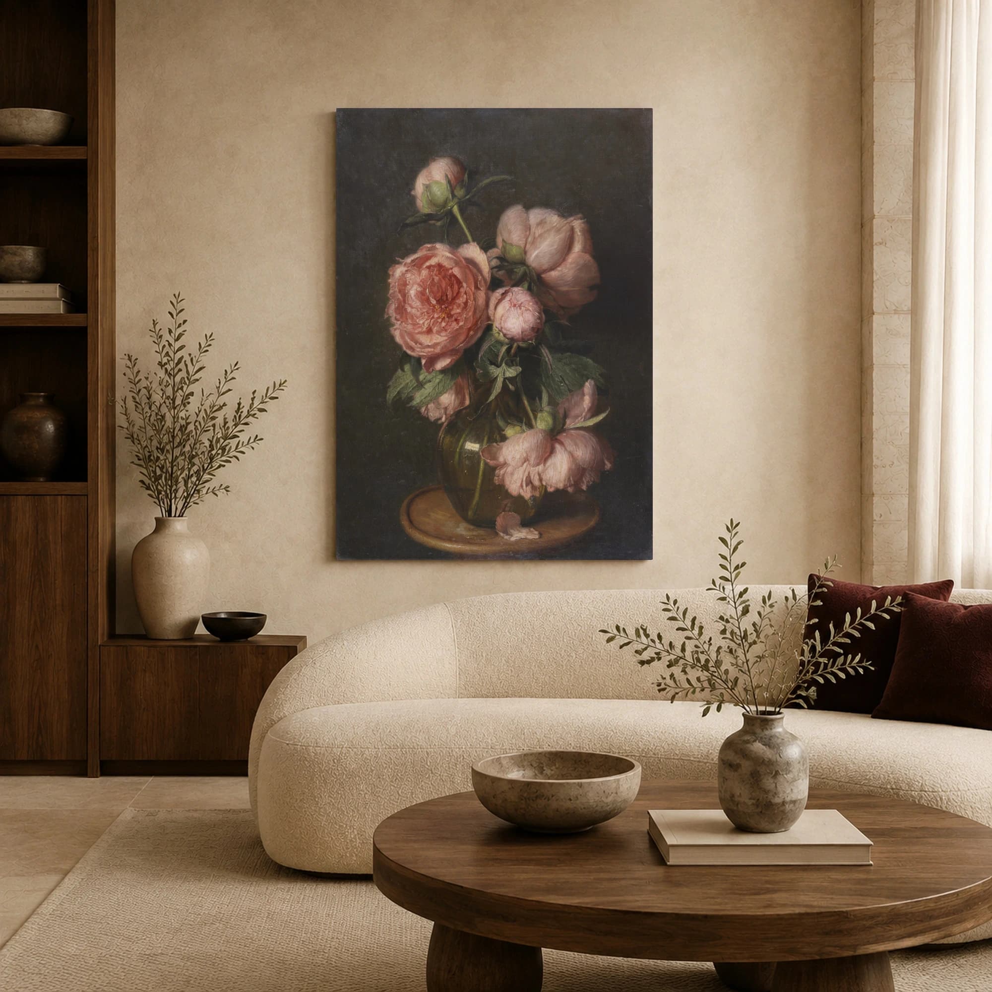 Vase of Peonies Classical Still Life Canvas Print, view 6
