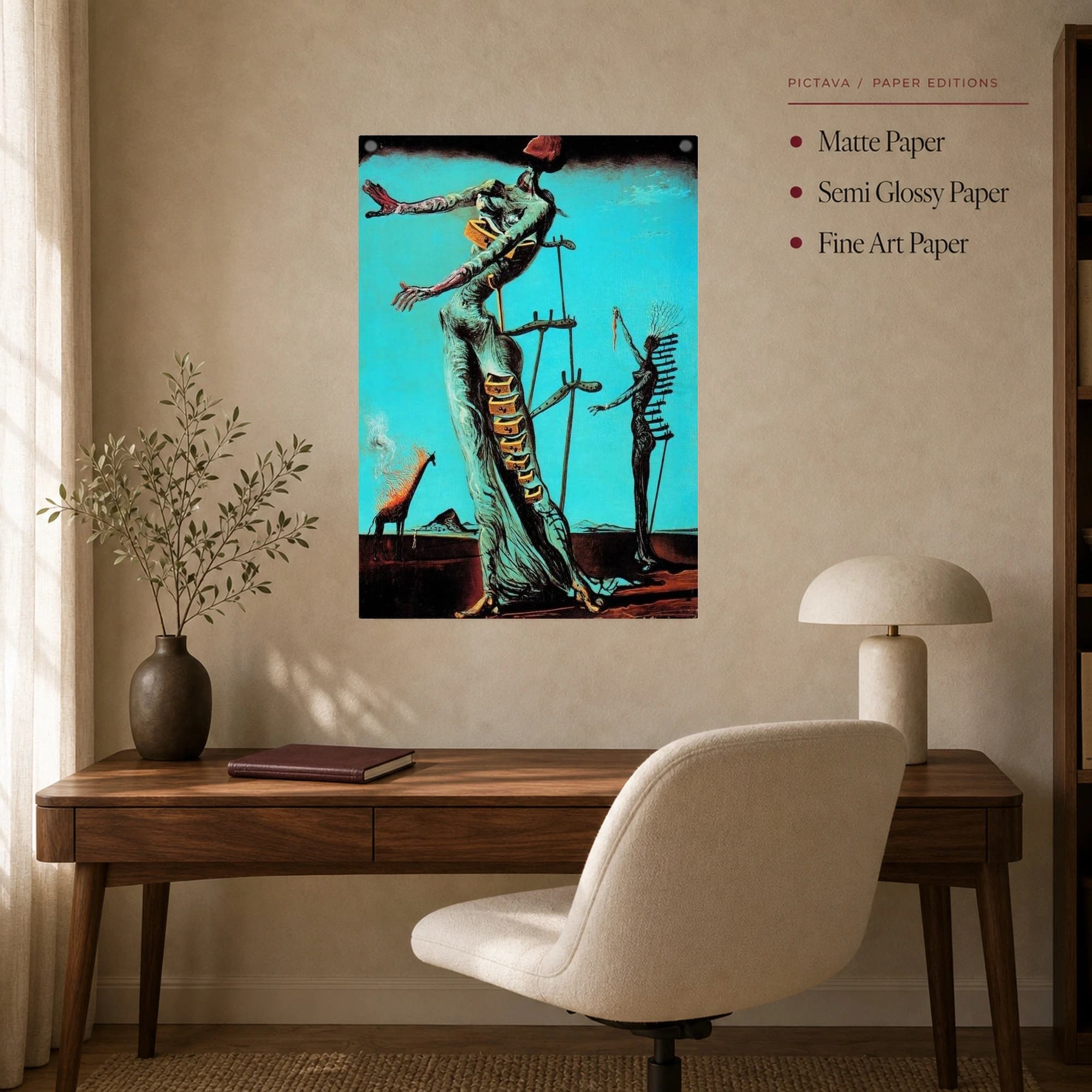 The Burning Giraffe by Salvador Dali Surrealist Art Print, view 8