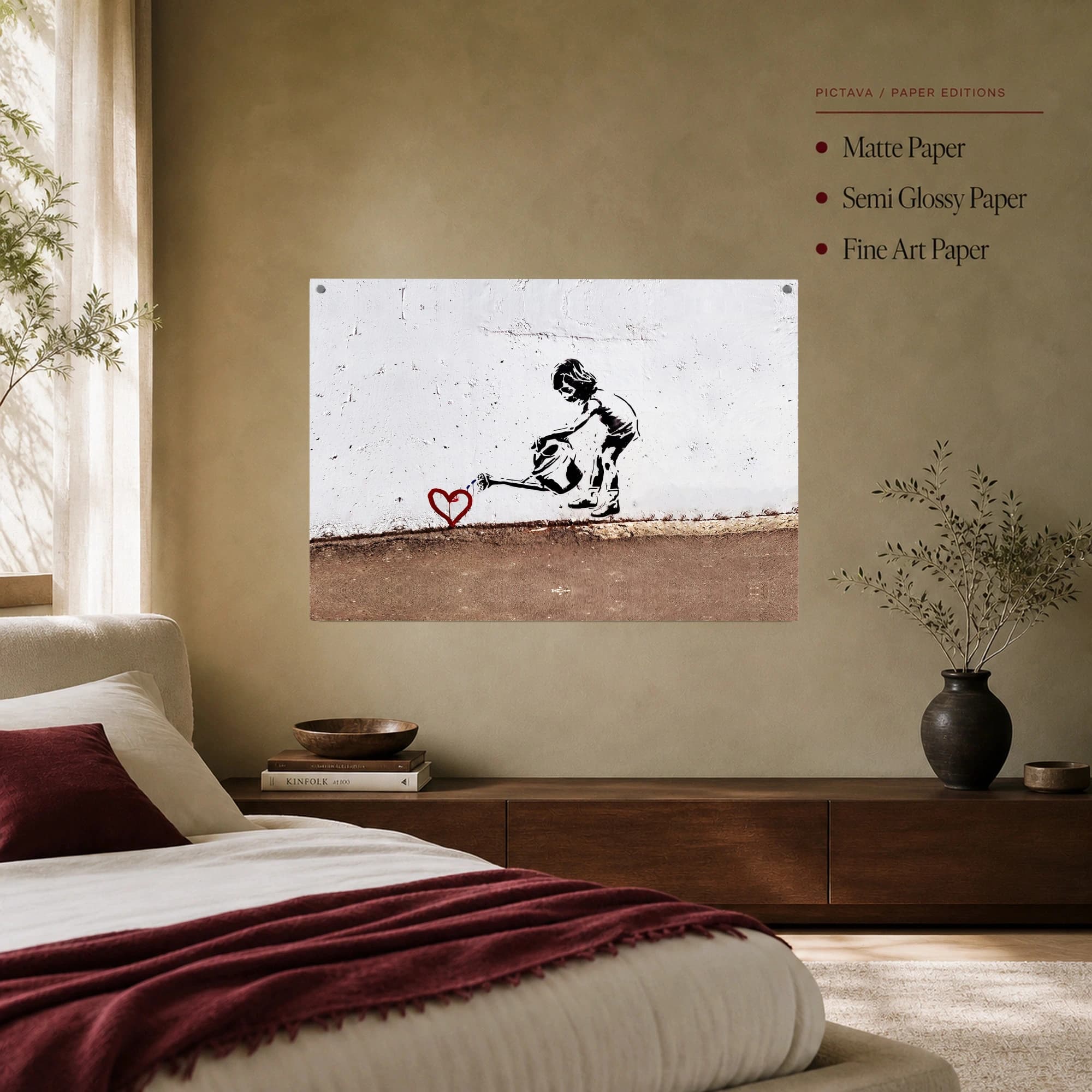 Girl Watering Heart Street Art Canvas Print, view 7
