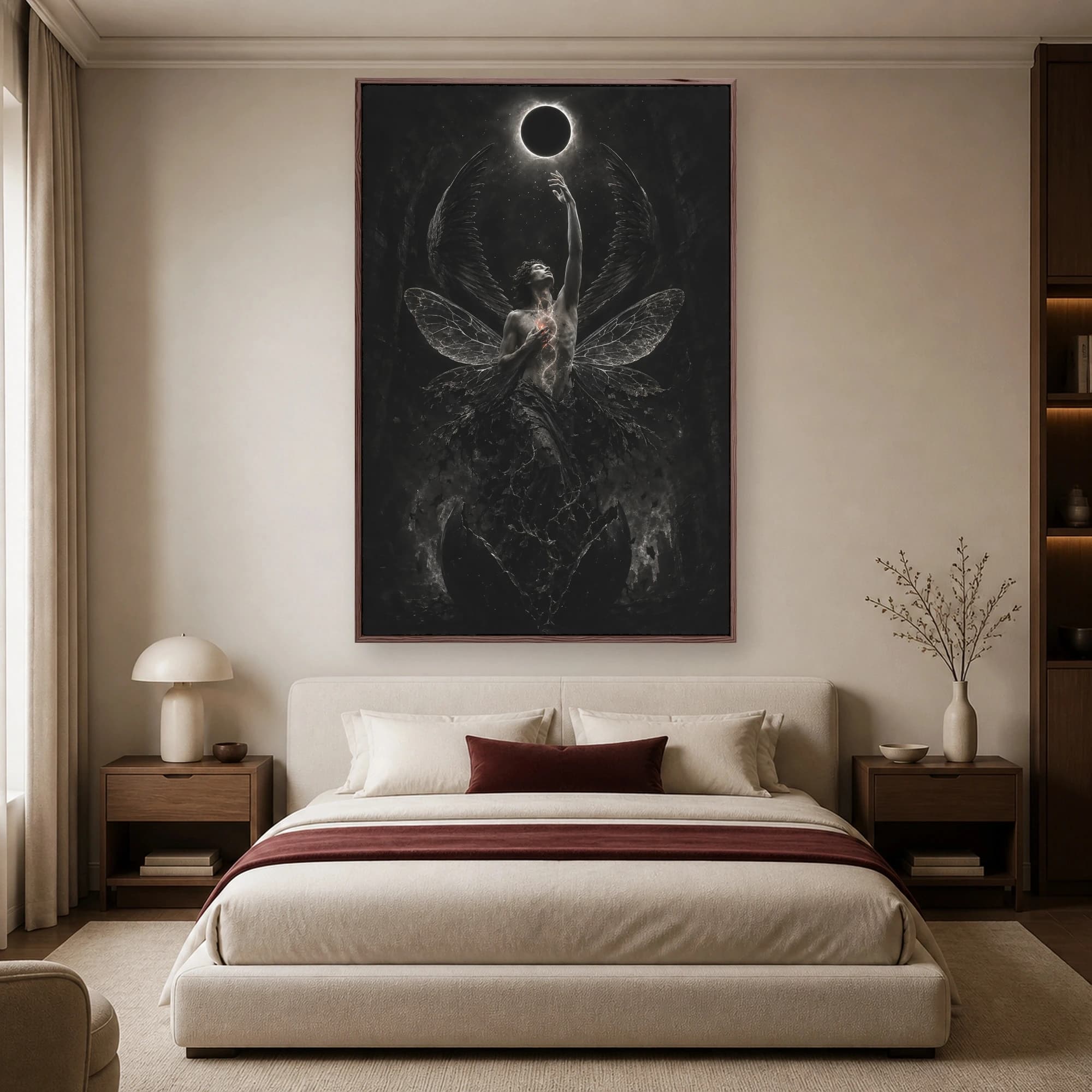 Eclipse of Ascent Dark Fantasy Winged Figure Wall Art, view 7