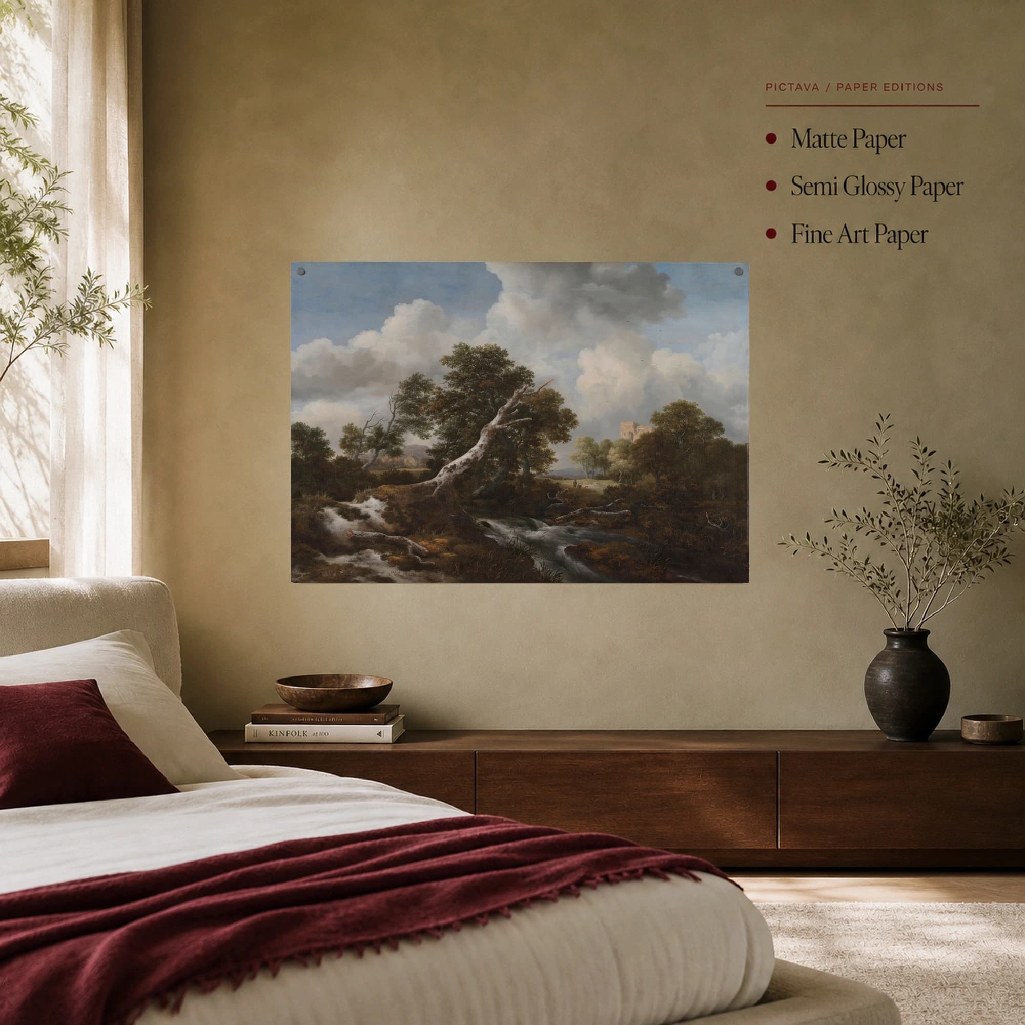 Classic Dutch Landscape Wall Art Print with River and Ruins, view 7