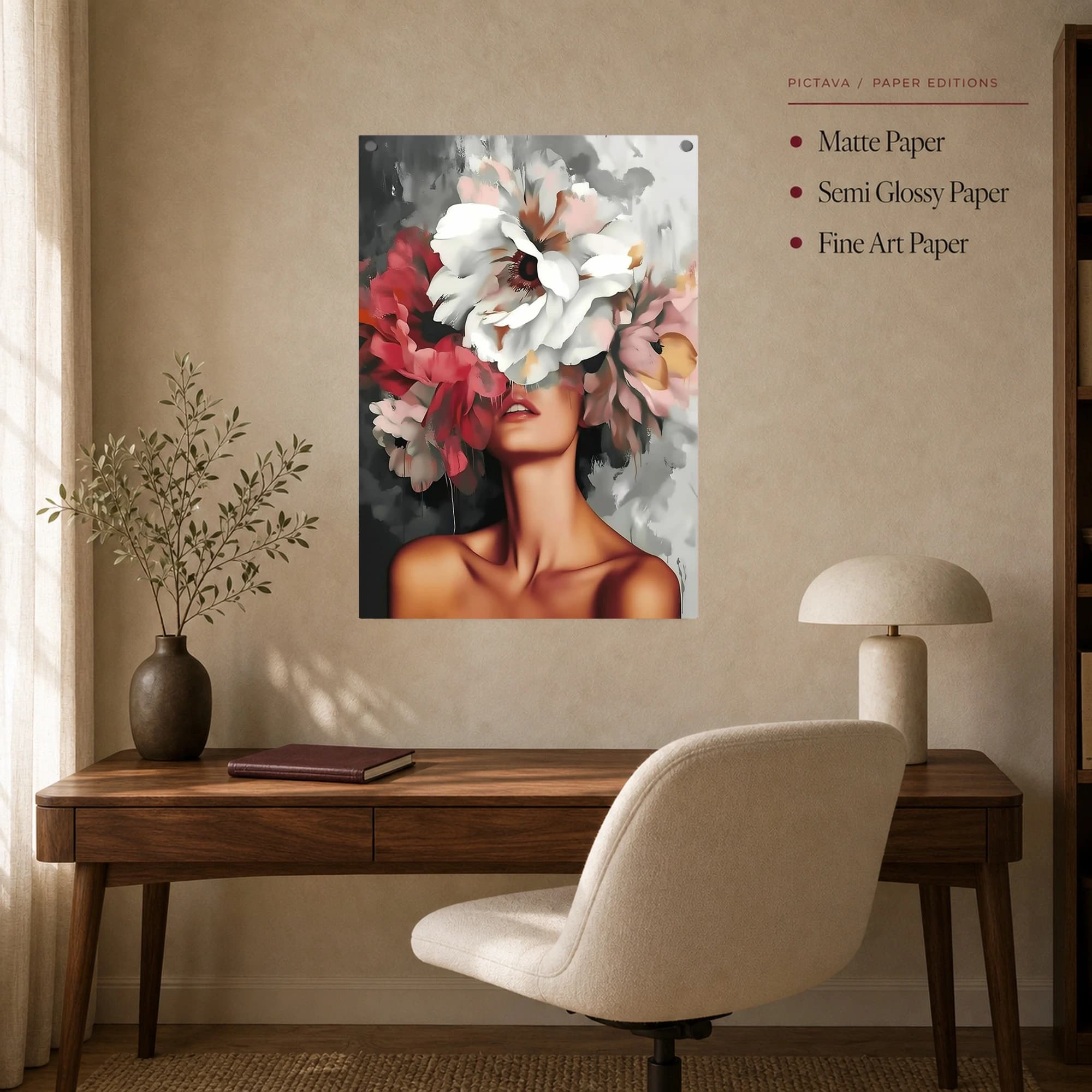 Floral Crown Portrait Surreal Canvas Print, view 8