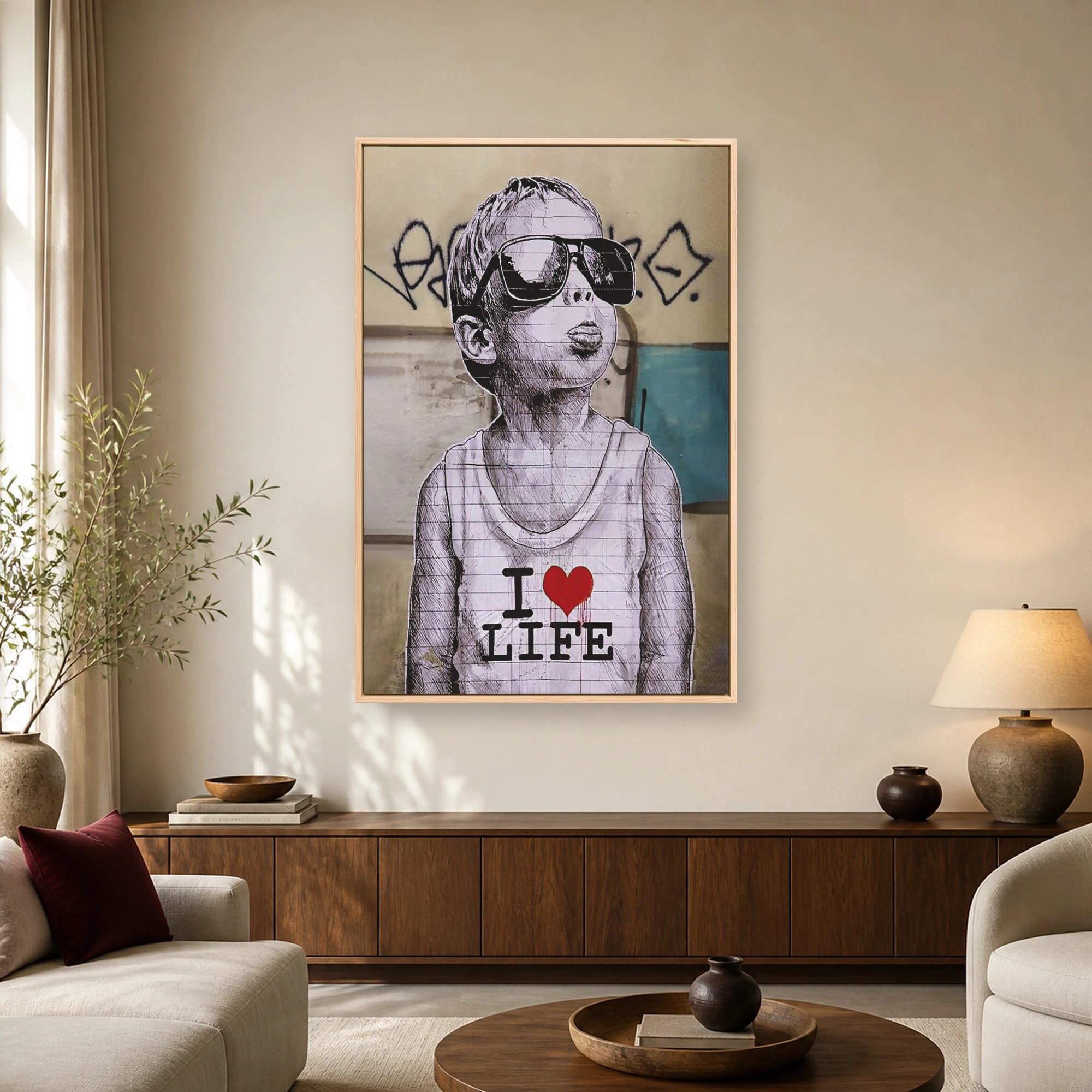 I Love Life Urban Street Art Boy Canvas Print & Poster, view 2