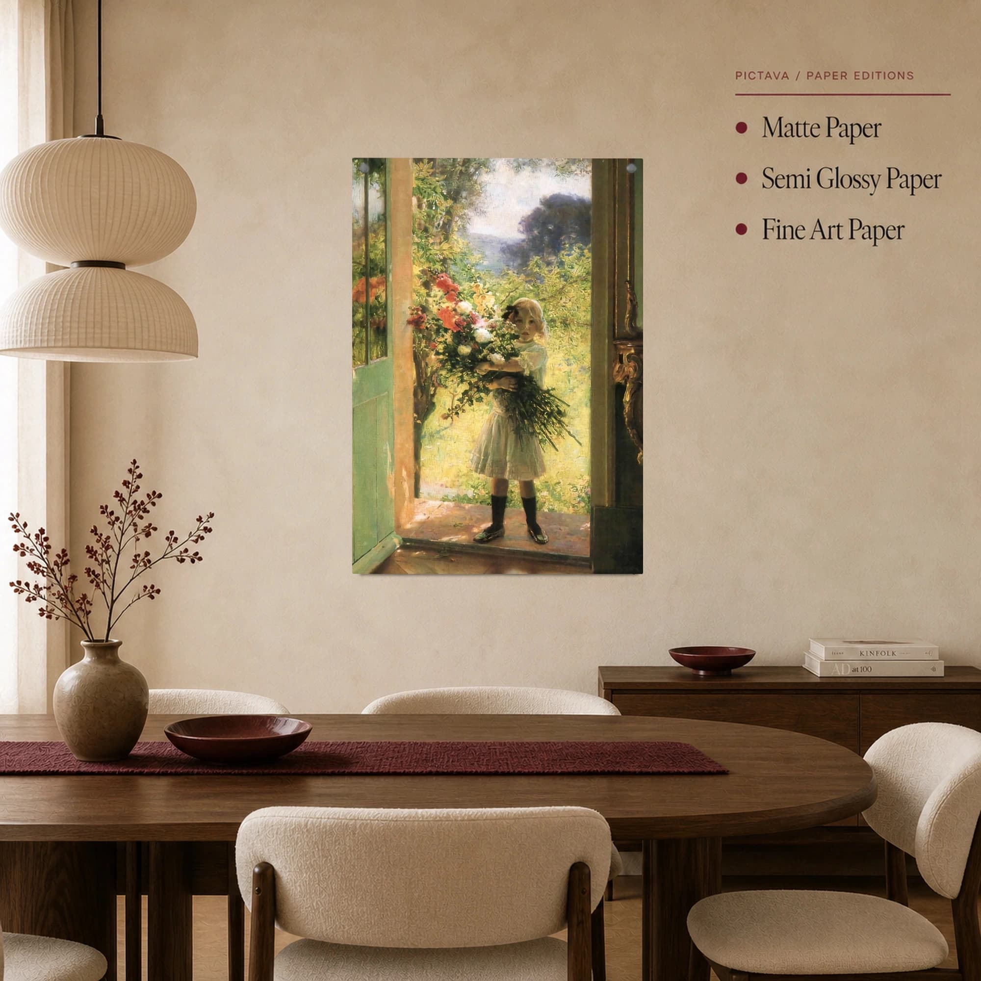 Girl with Wildflowers Garden Print Impressionist Art, view 3