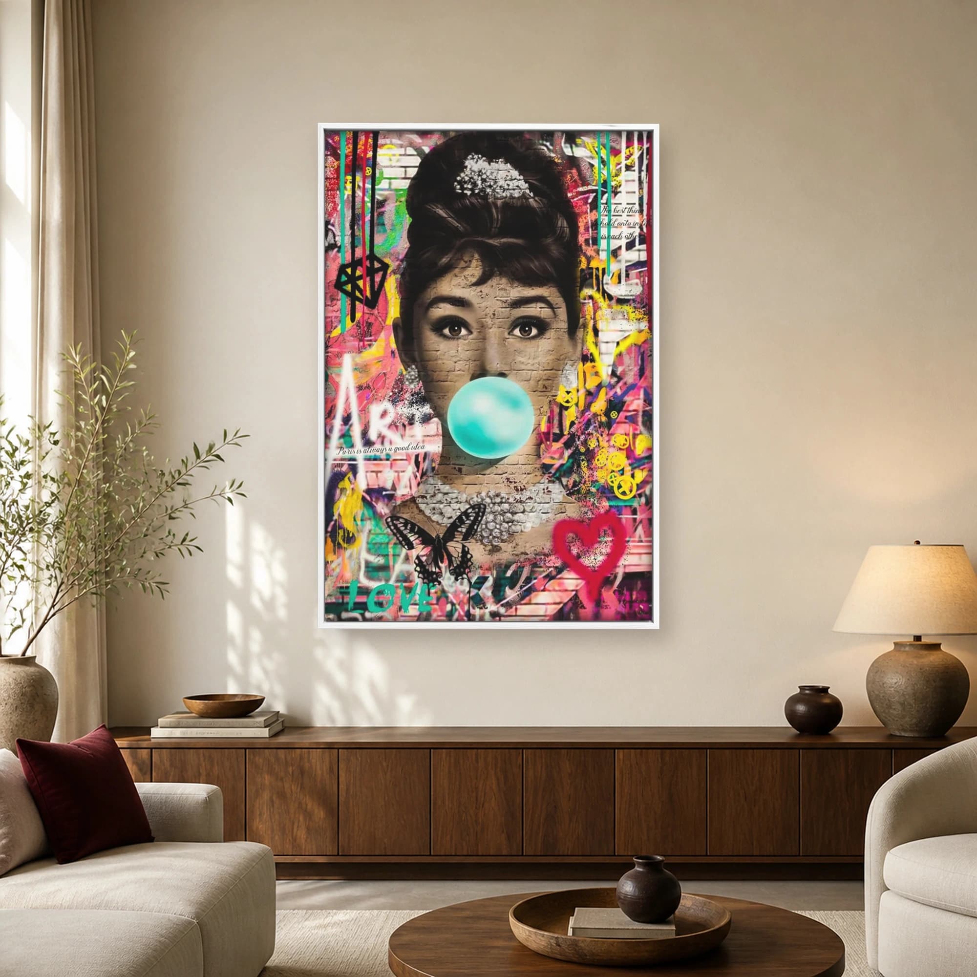Audrey Hepburn Bubblegum Pop Art Canvas Print, view 2
