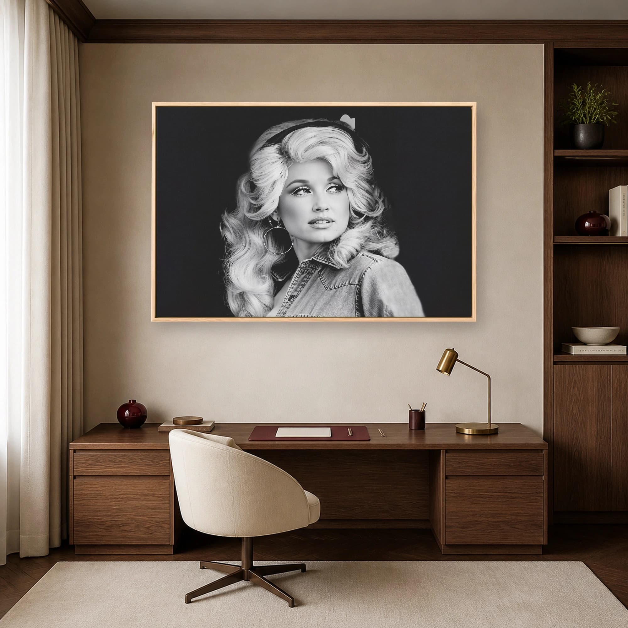 Dolly Parton Black and White Portrait Wall Art, view 6
