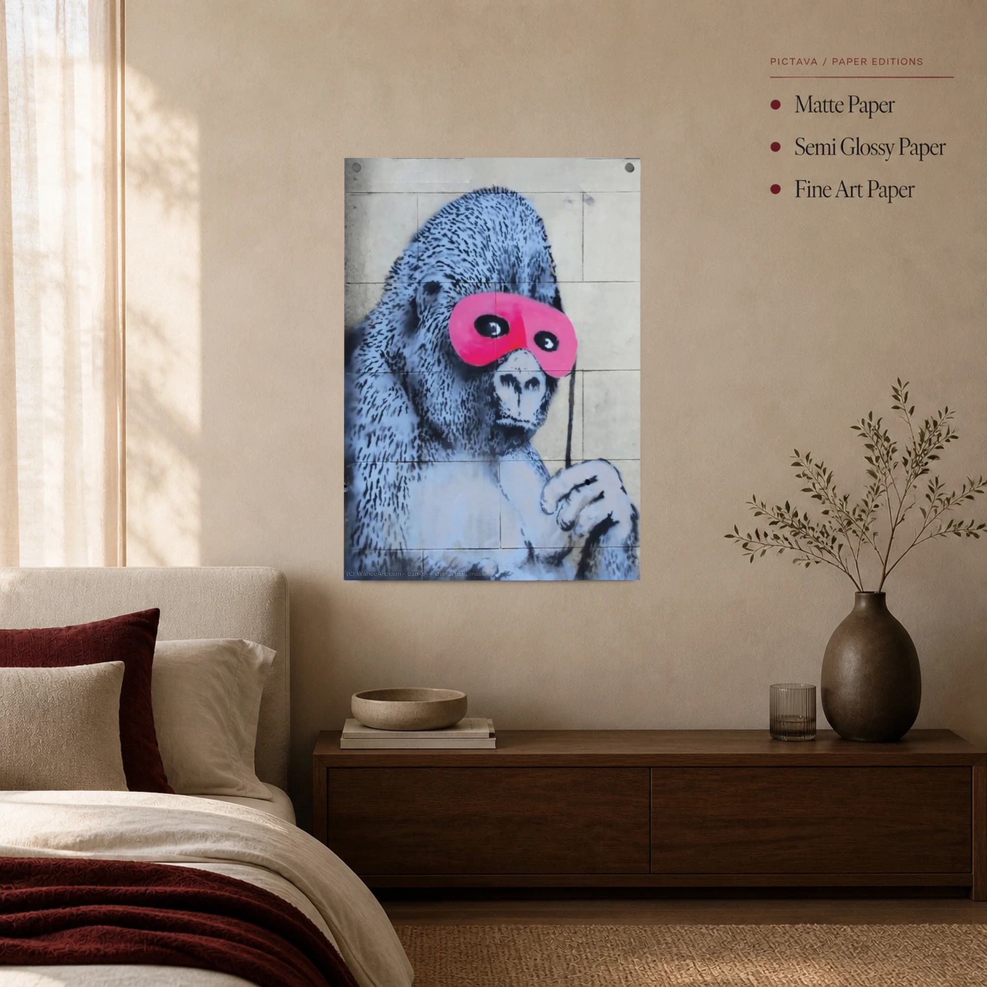 Gorilla with Pink Mask Street Art Canvas Print, view 4