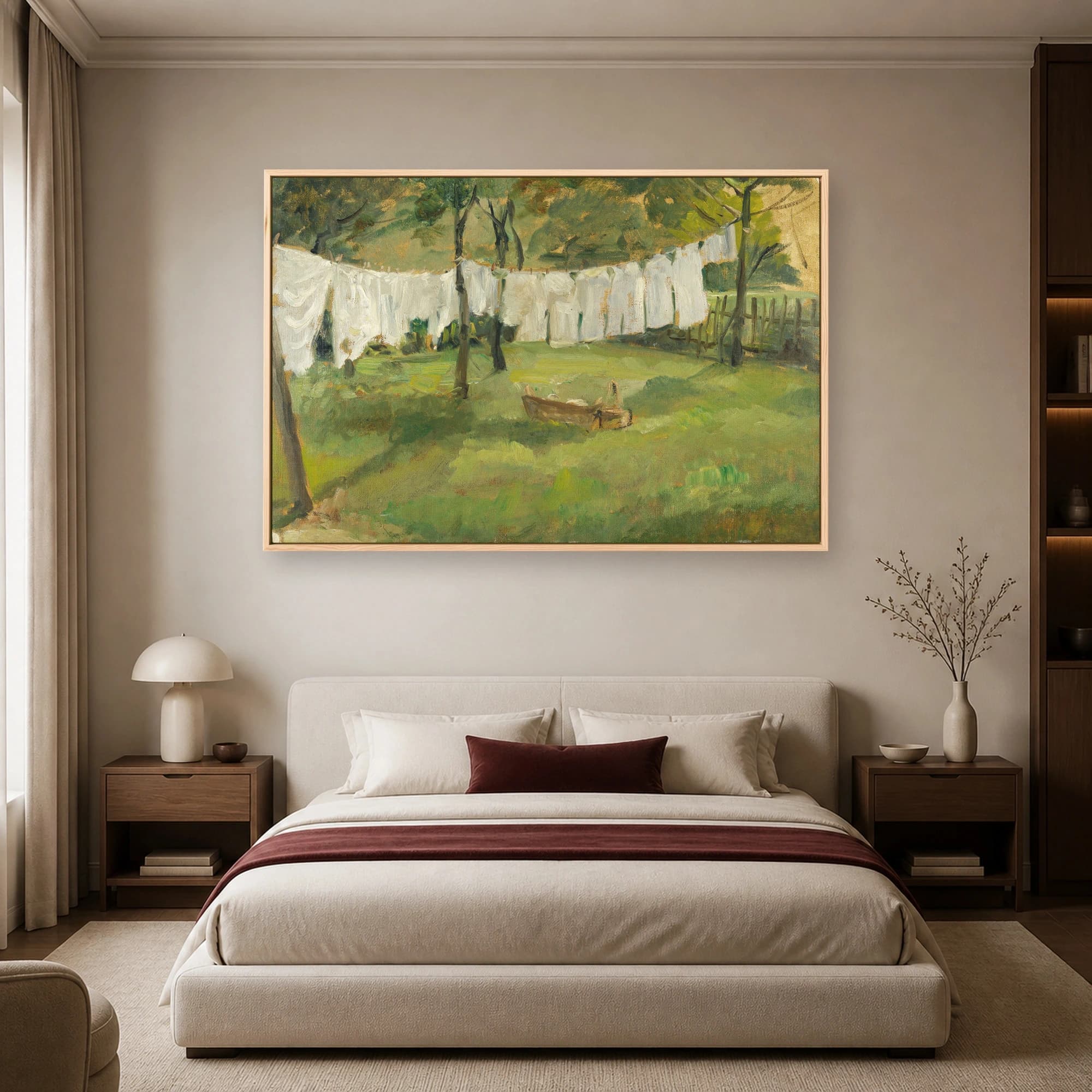 Laundry Drying in the Garden Impressionist Landscape Canvas Print, view 5