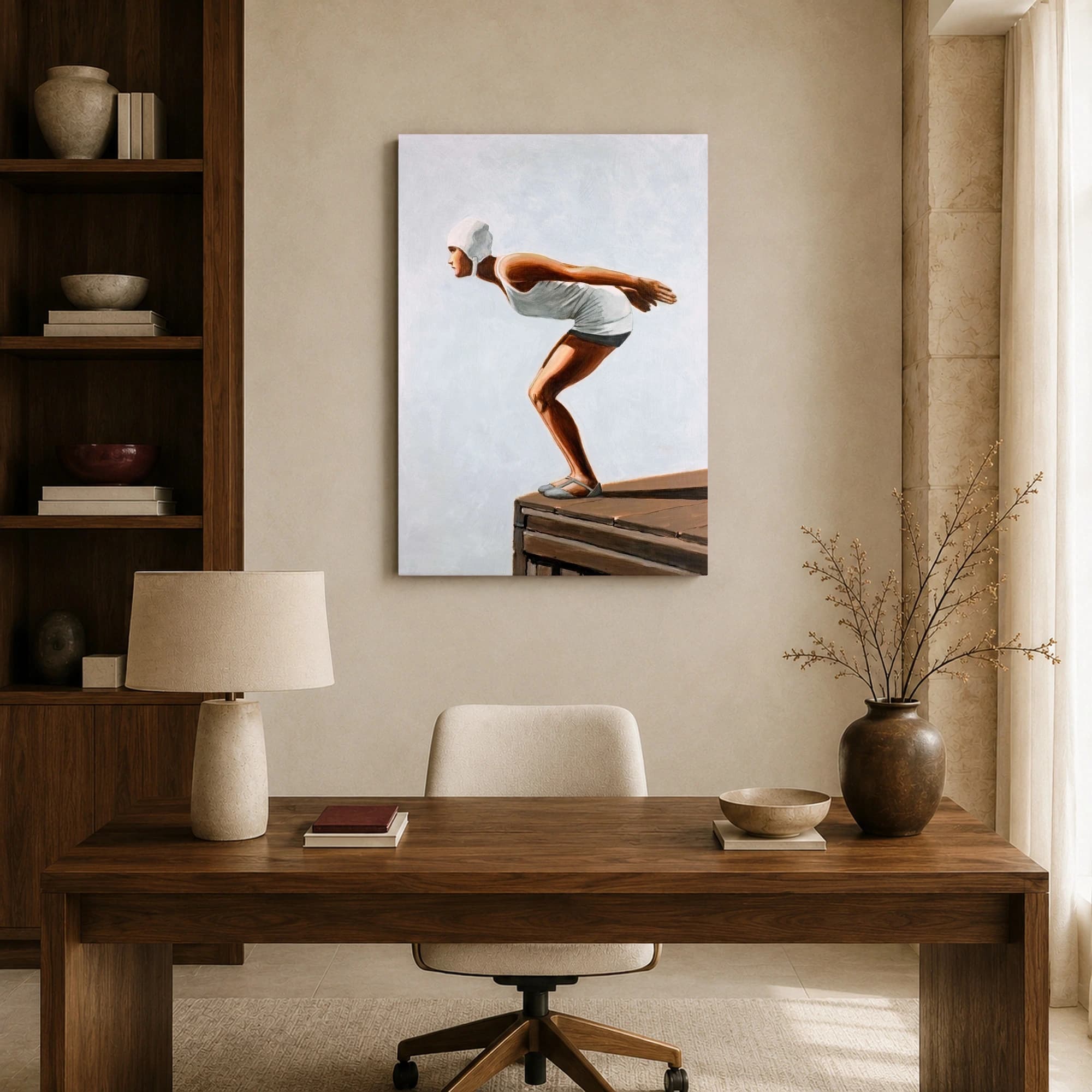 Vintage Swimmer Diving Canvas Art Print, view 8