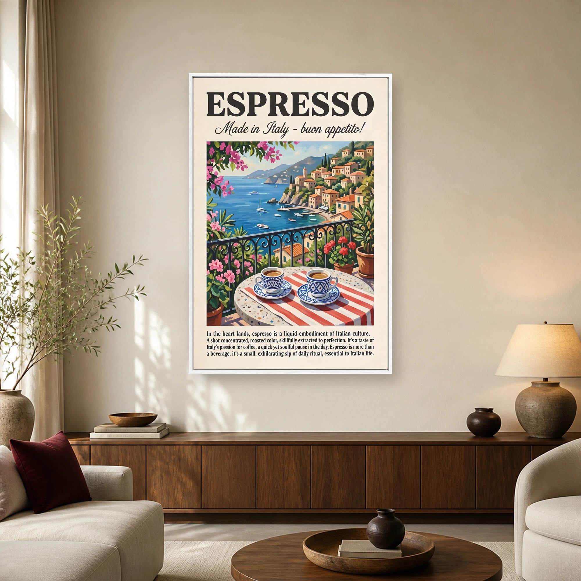 Italian Espresso Coast Vintage Travel Poster, view 2